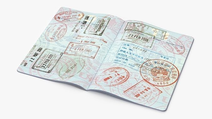 Passport of US with Travel Stamps