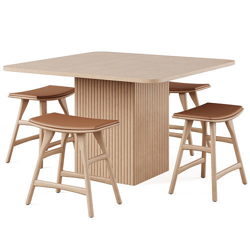 Hill dining table and Osso stool 3D model