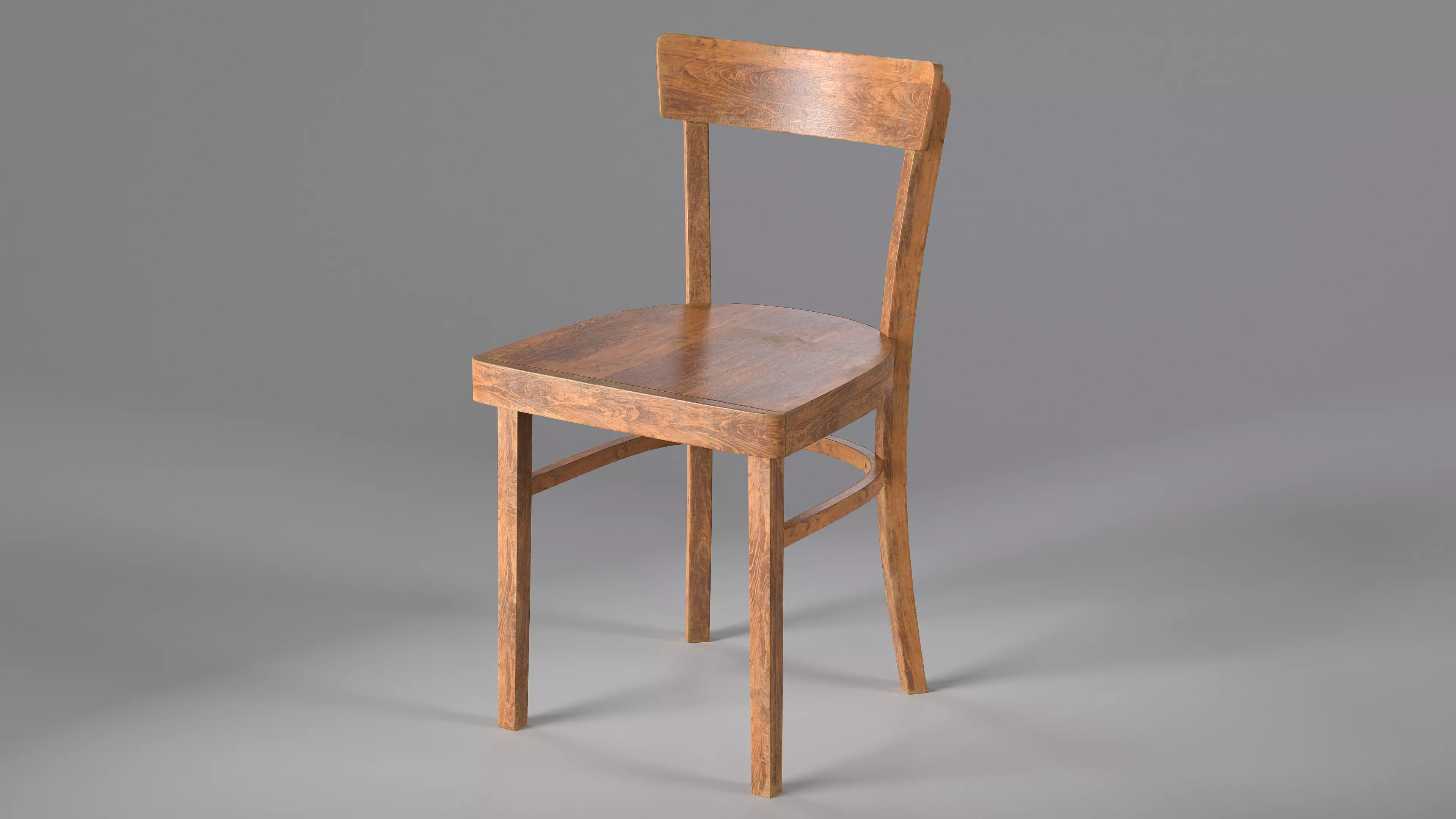 Wooden Chair Low-poly 3D model_0