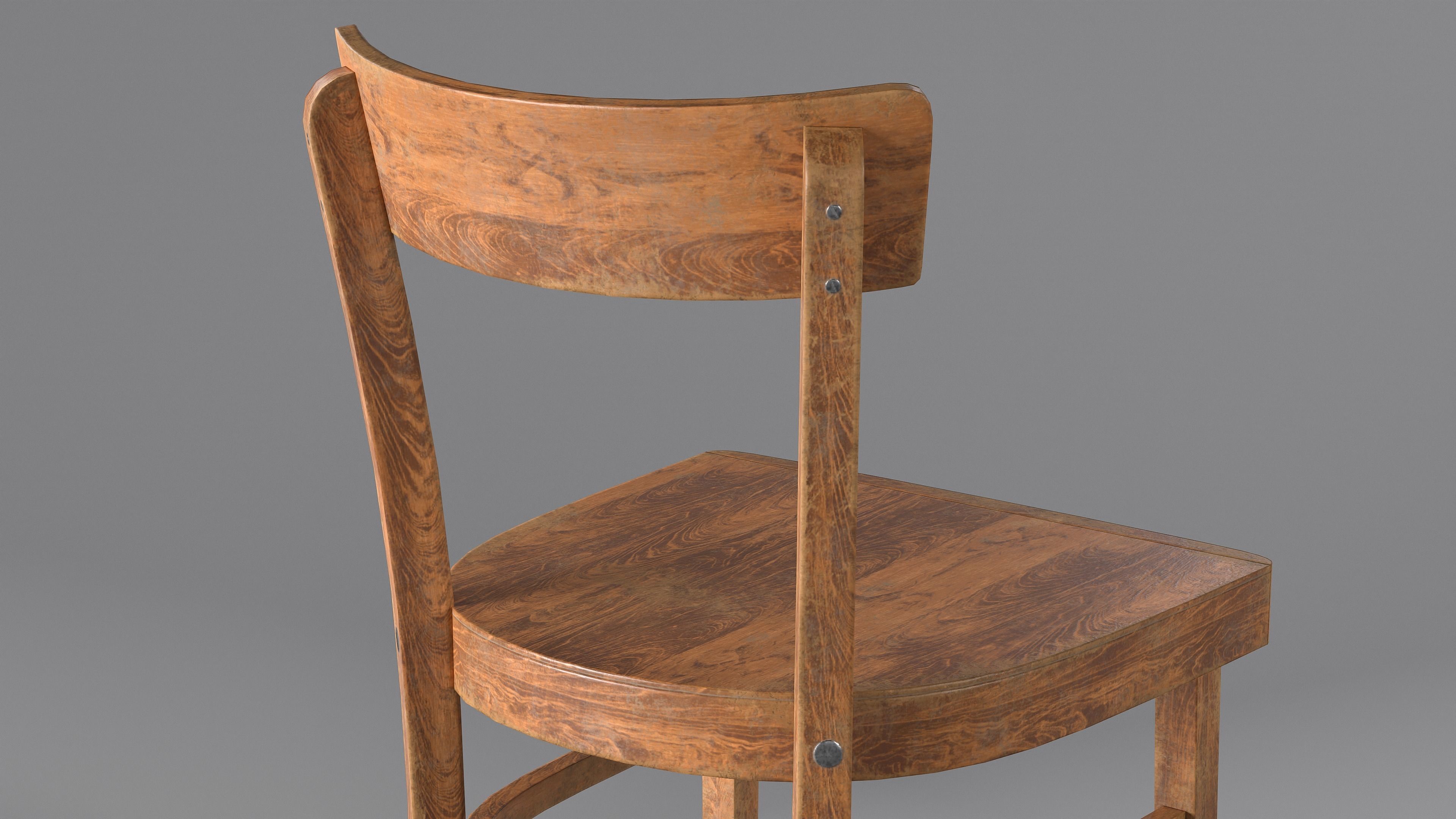 Wooden Chair Low-poly 3D model_5