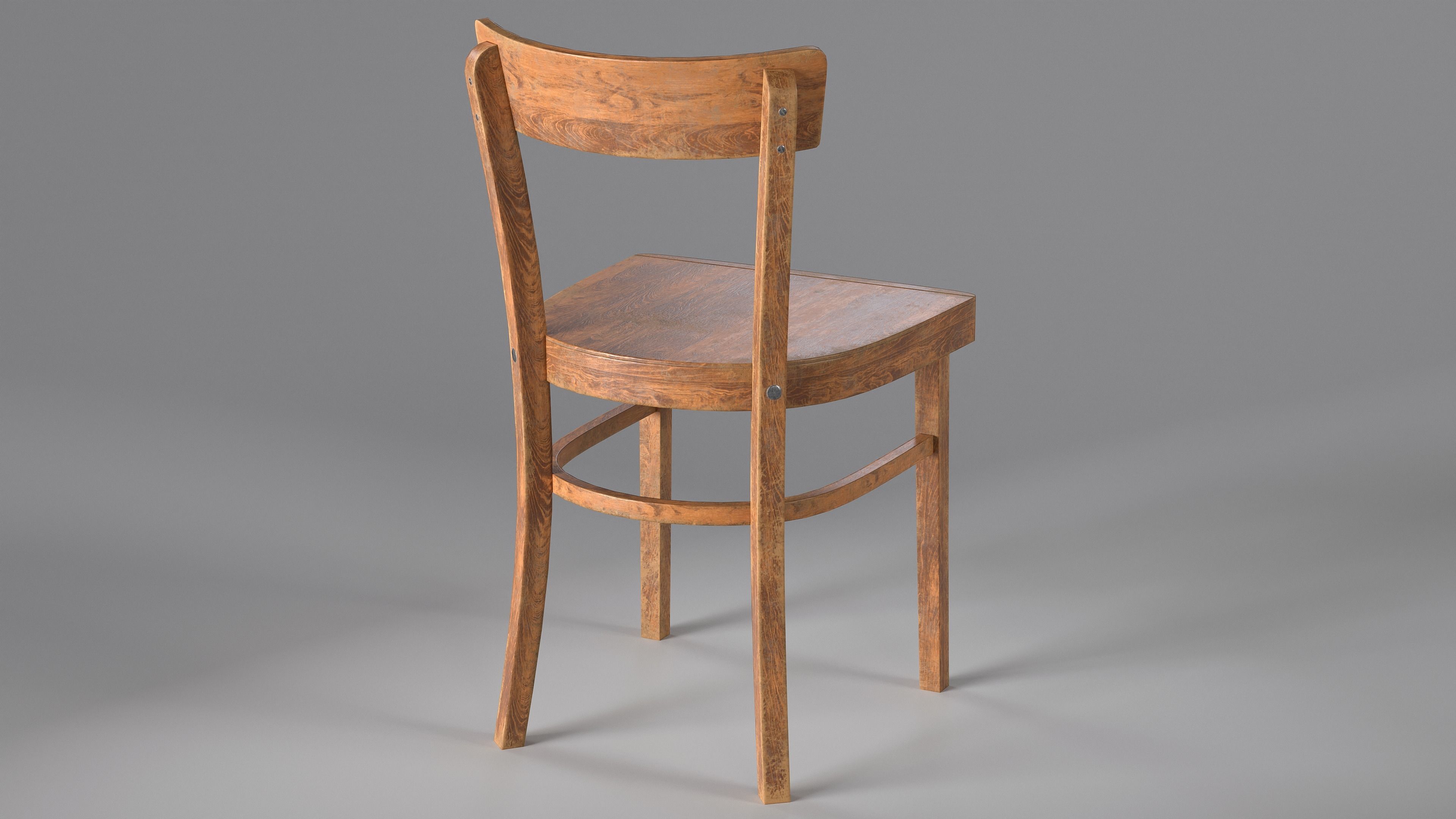 Wooden Chair Low-poly 3D model_1
