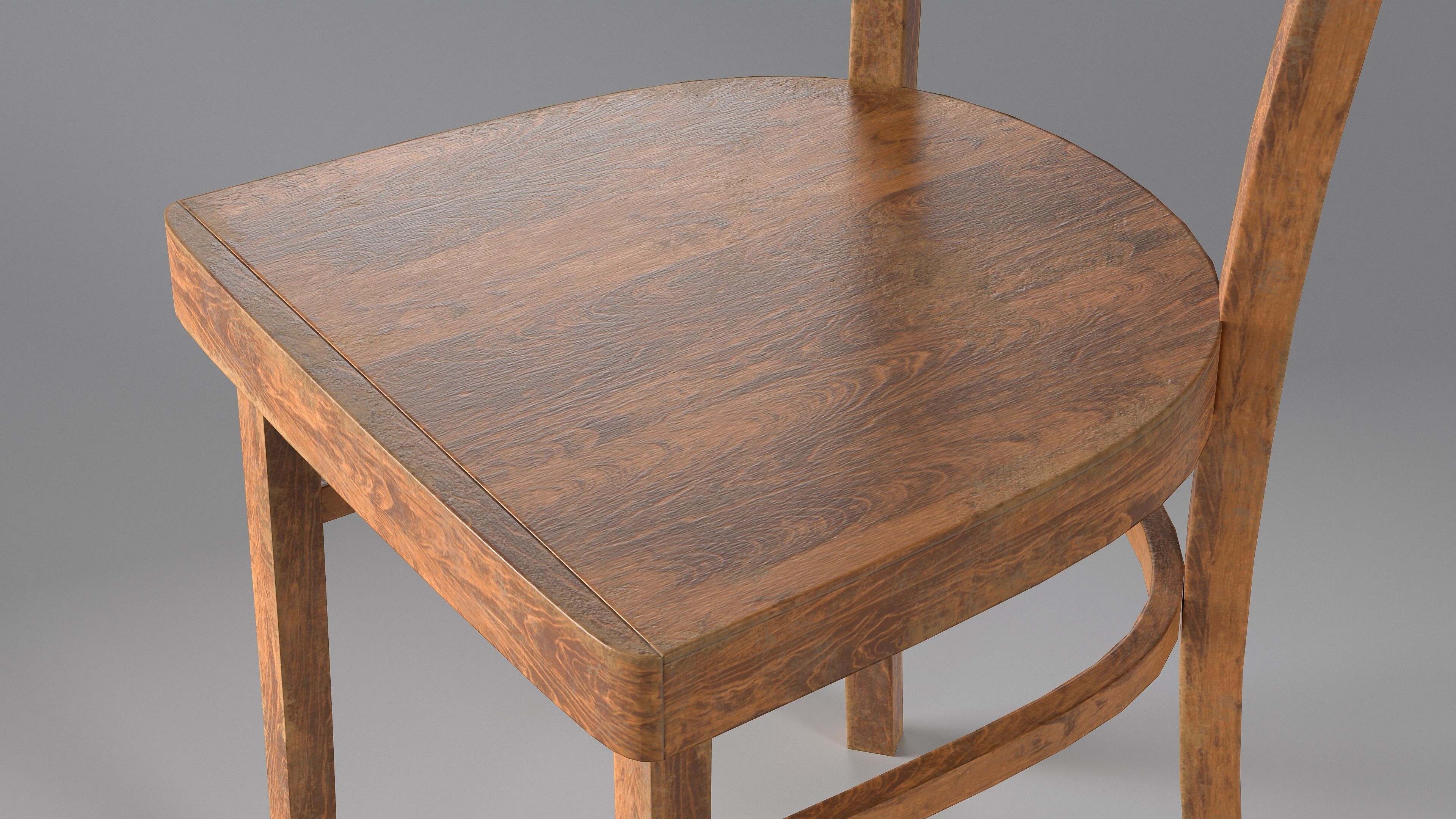 Wooden Chair Low-poly 3D model_8