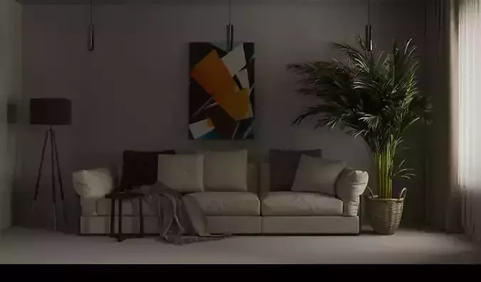 Minimalistic Interior room with plant