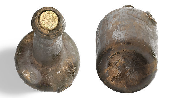 Vintage Glass Wine Bottle Old 3D model 6