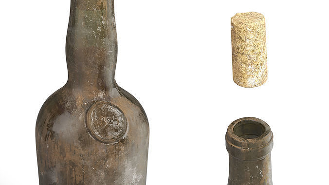 Antique Wine Bottle Old 3D model 7