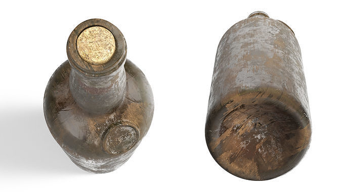 Antique Wine Bottle Old 3D model 6