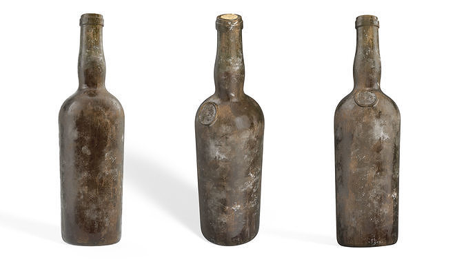 Antique Wine Bottle Old 3D model 5