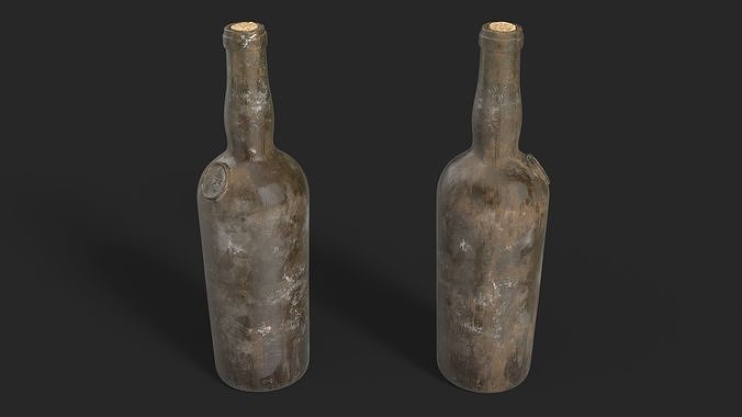 Antique Wine Bottle Old 3D model 4