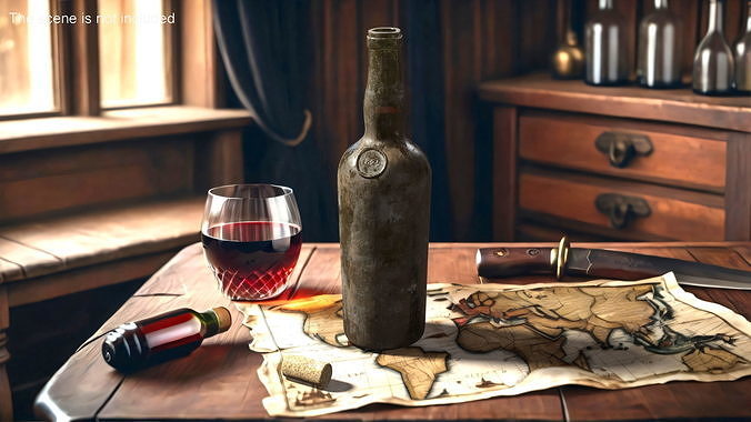 Antique Wine Bottle Old 3D model 3
