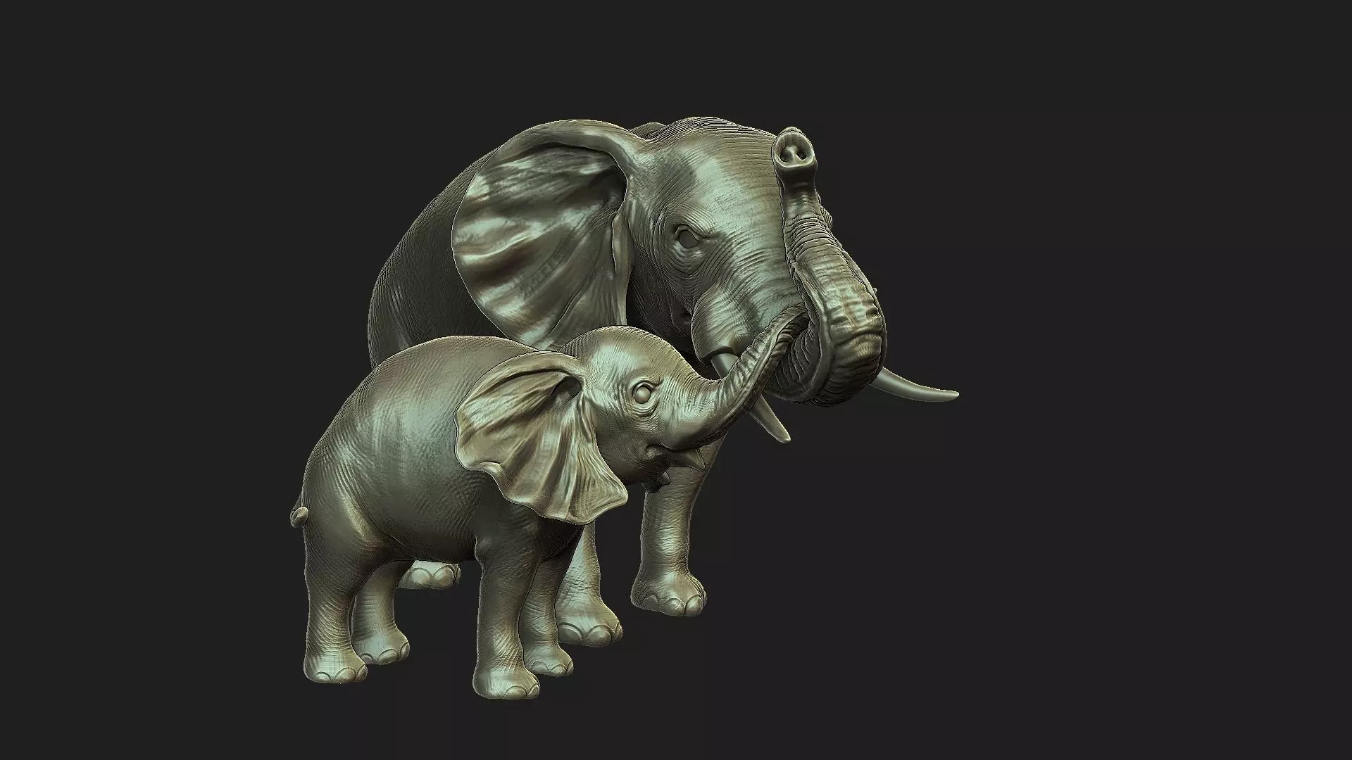 Elephants   mother and child 3D print model_0