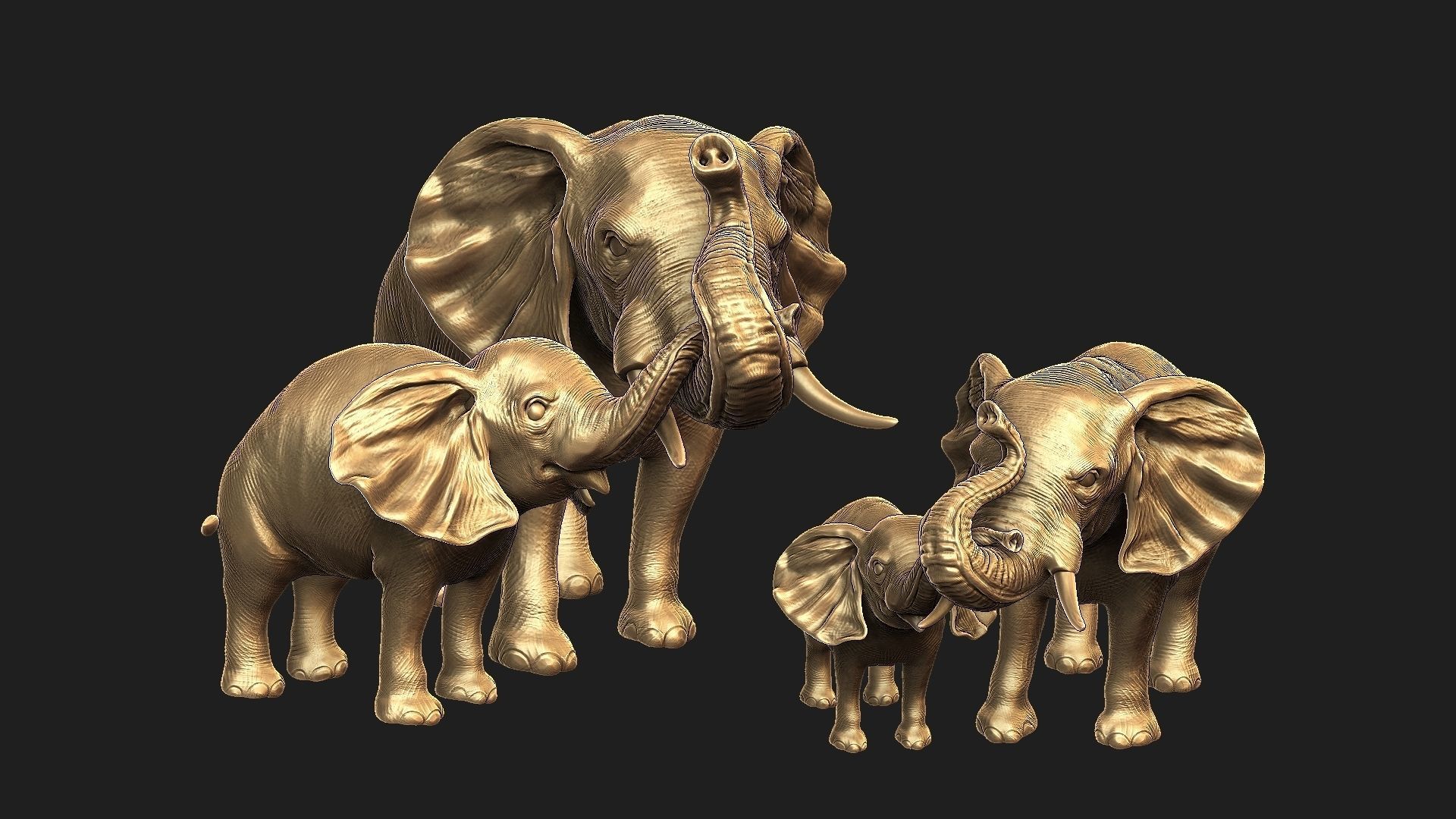 Elephants   mother and child 3D print model_4