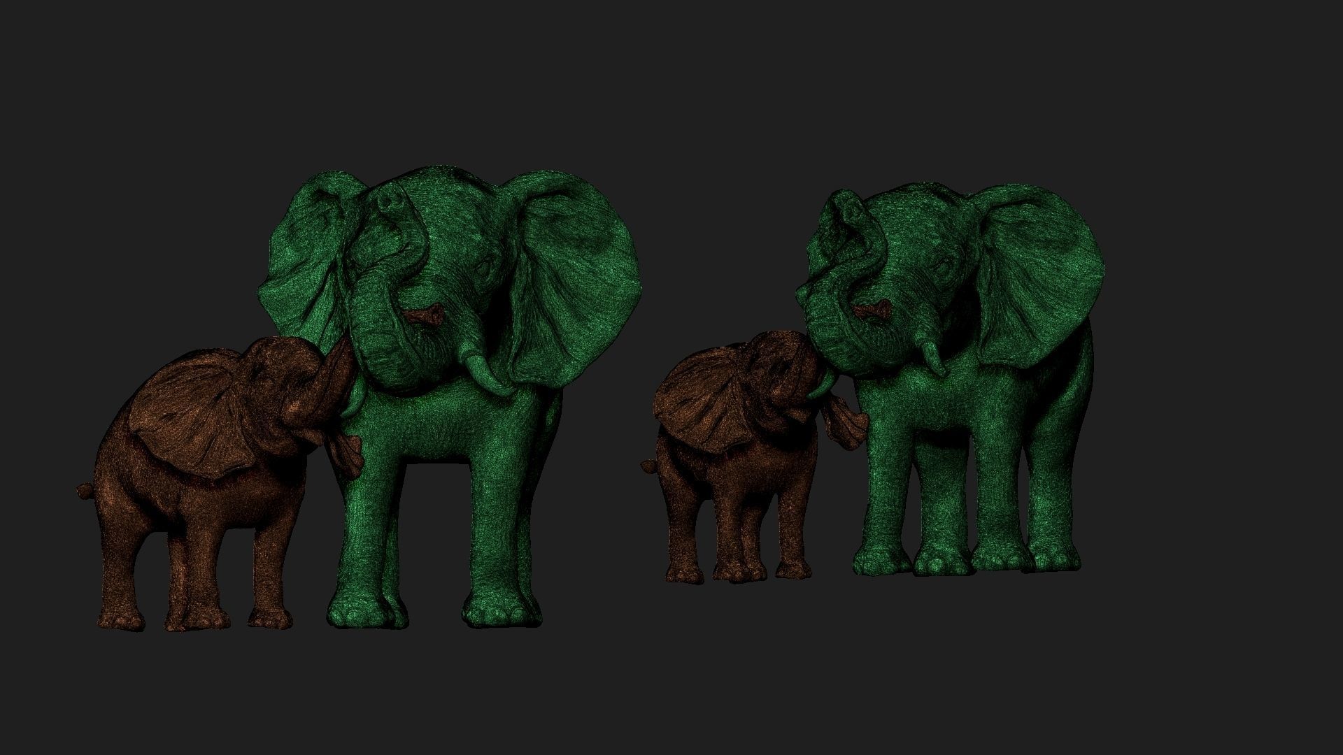 Elephants   mother and child 3D print model_2