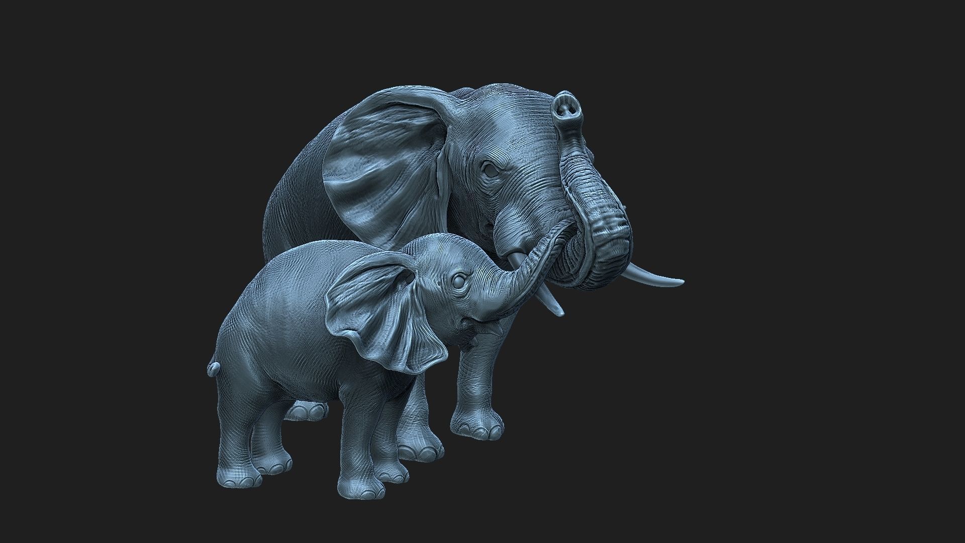Elephants   mother and child 3D print model_6