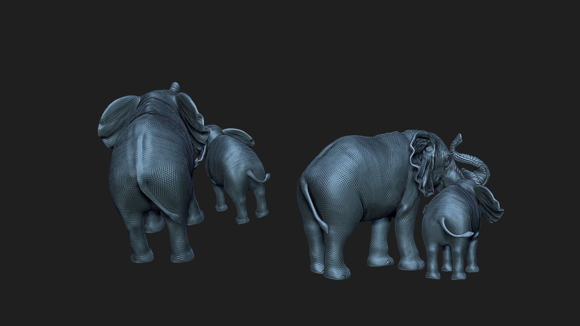 Elephants   mother and child 3D print model_8