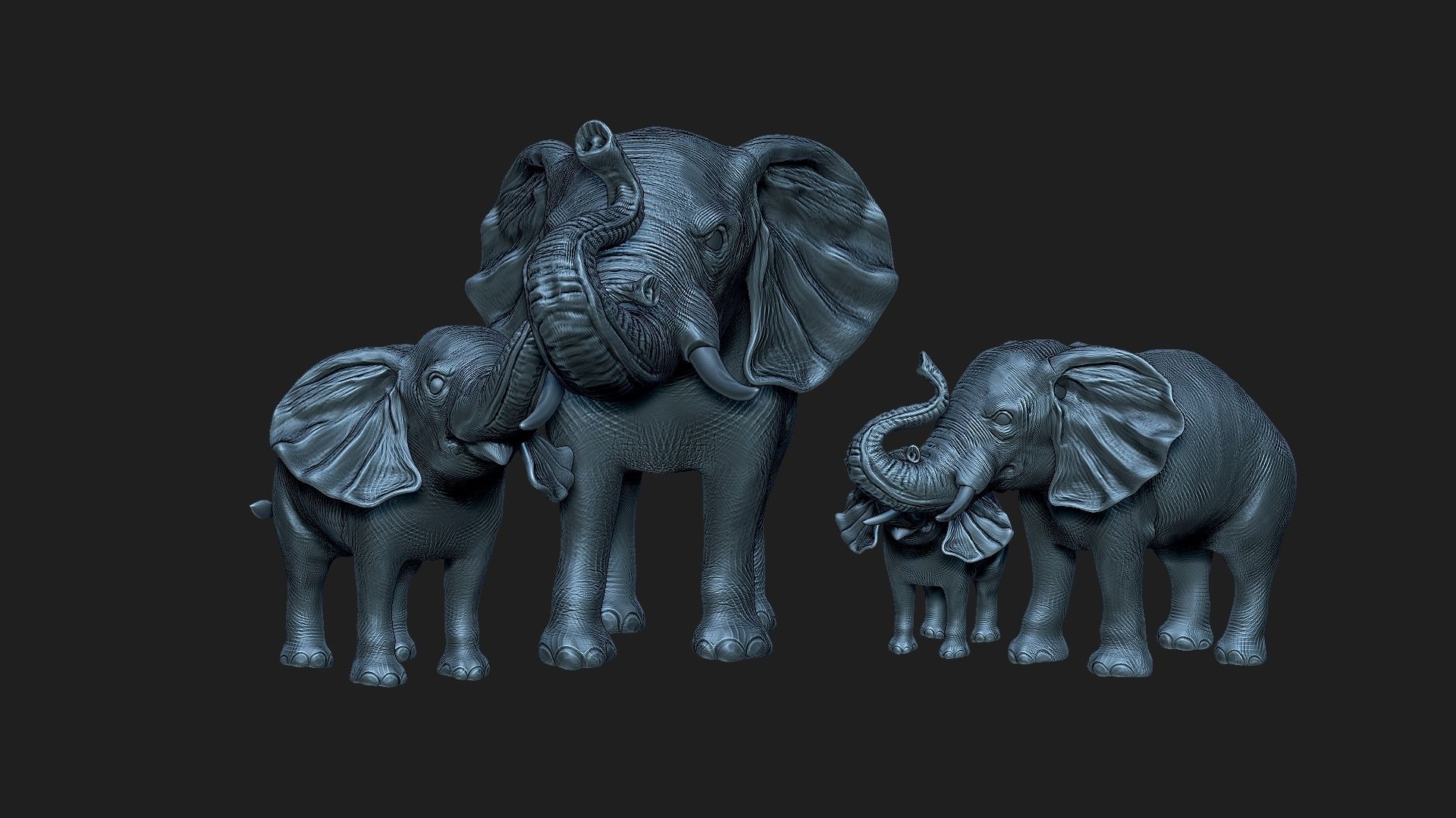 Elephants   mother and child 3D print model_7