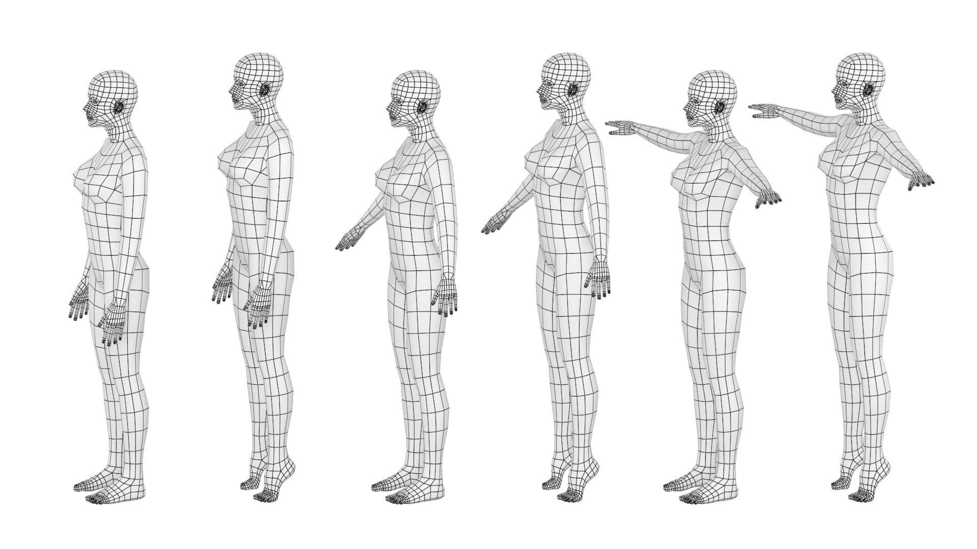 Natural Female In 6 Modeling Poses COLLECTION 3D model_14