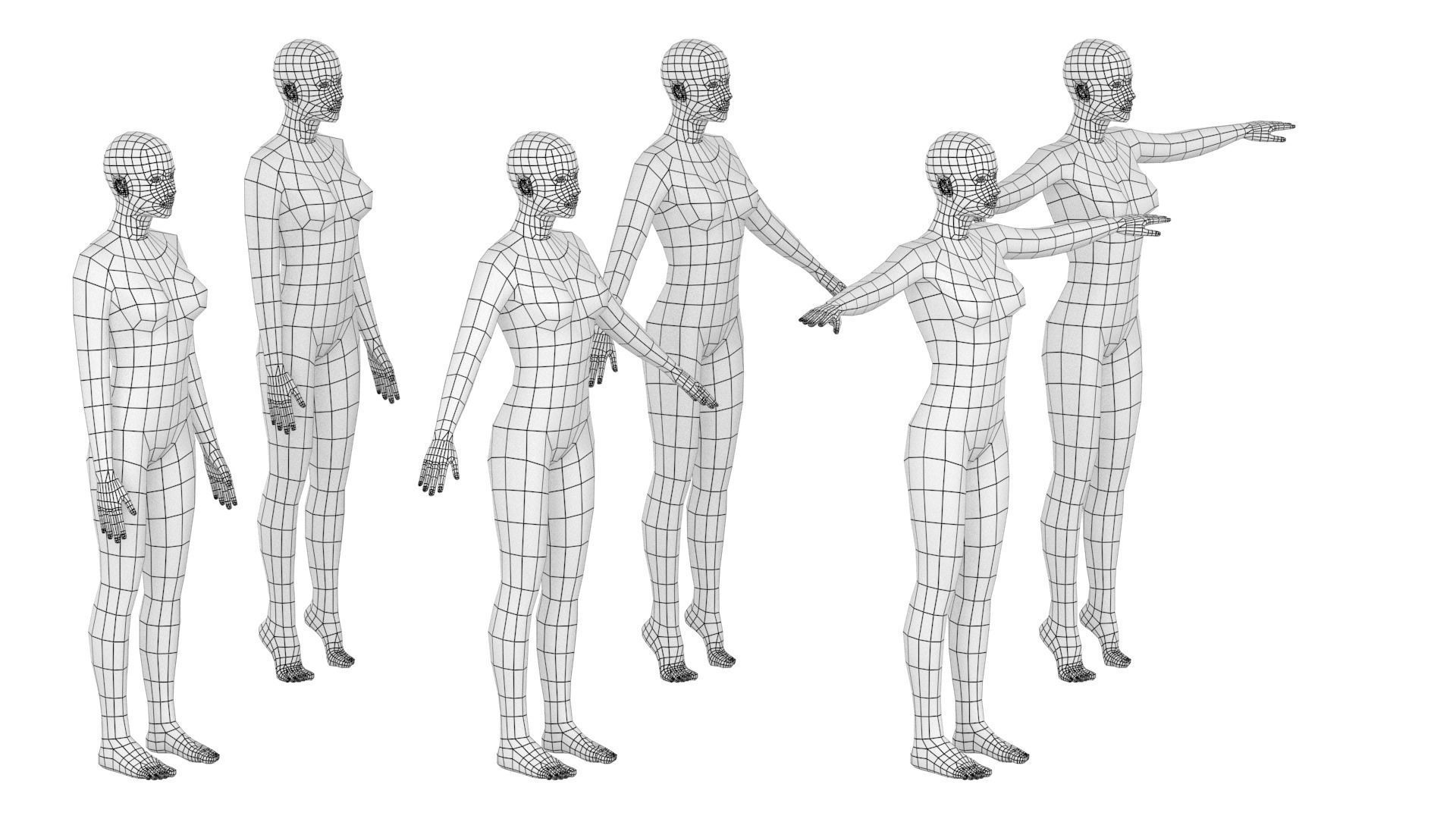 Natural Female In 6 Modeling Poses COLLECTION 3D model_5