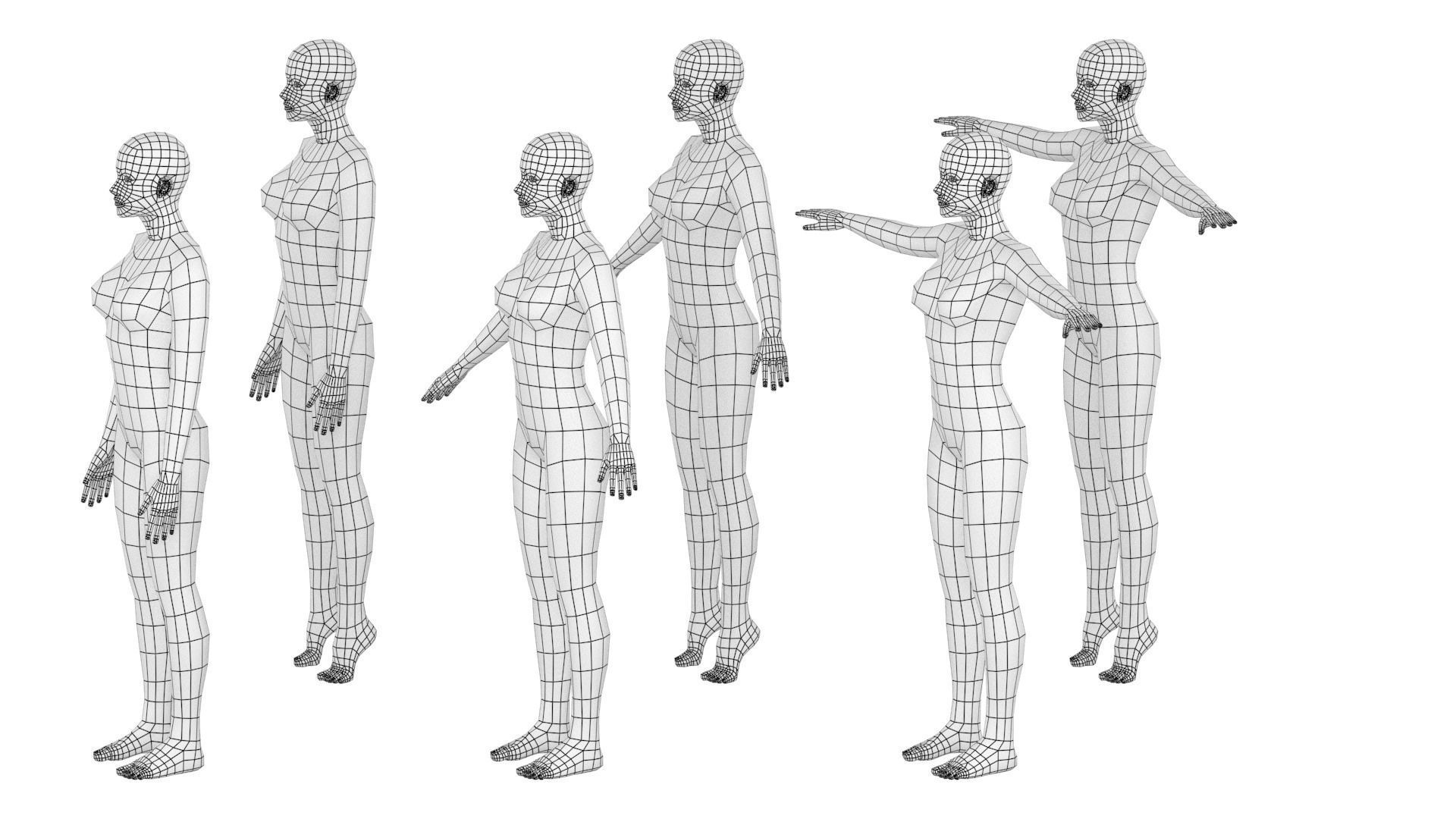 Natural Female In 6 Modeling Poses COLLECTION 3D model_13