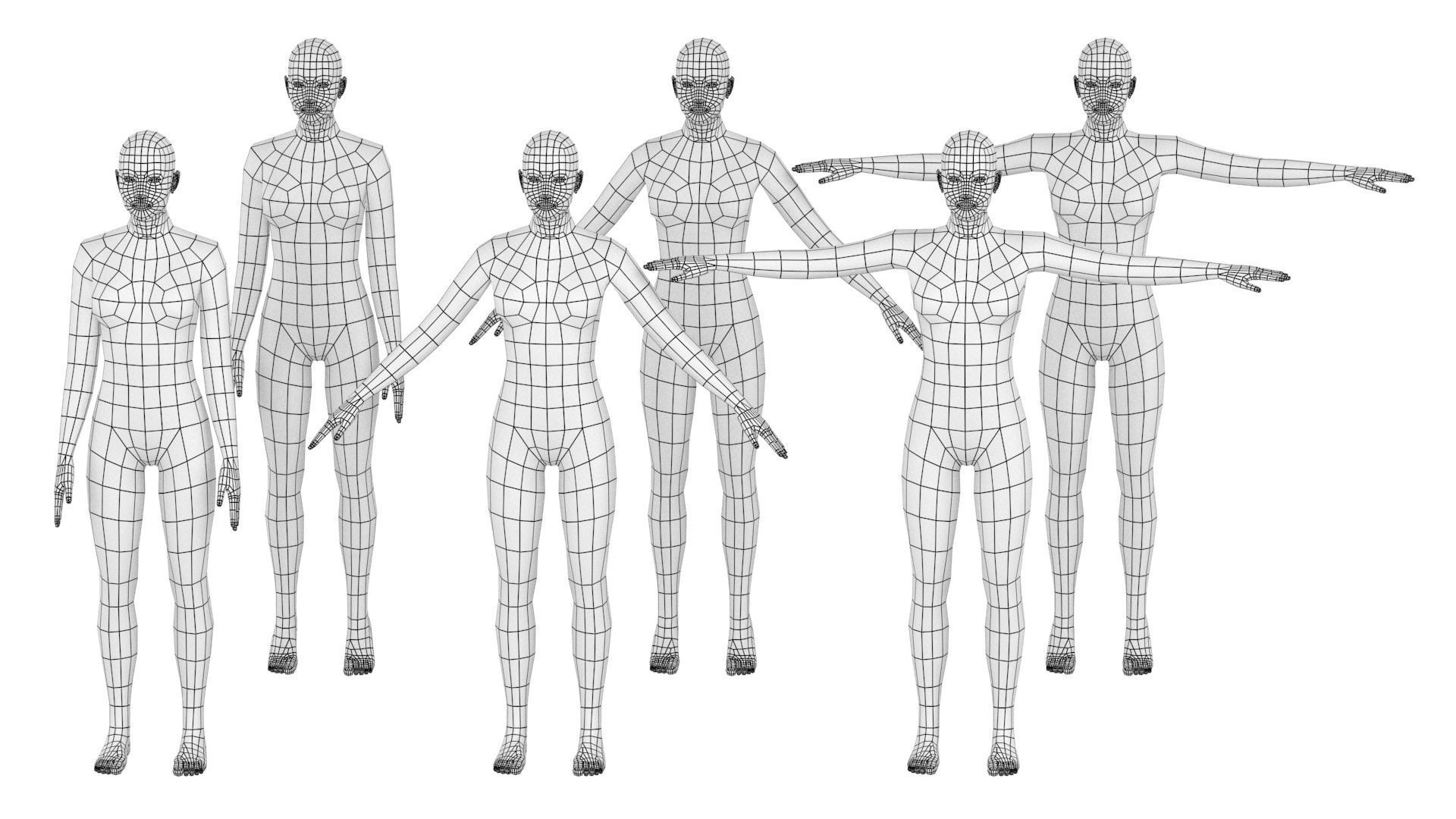 Natural Female In 6 Modeling Poses COLLECTION 3D model_3