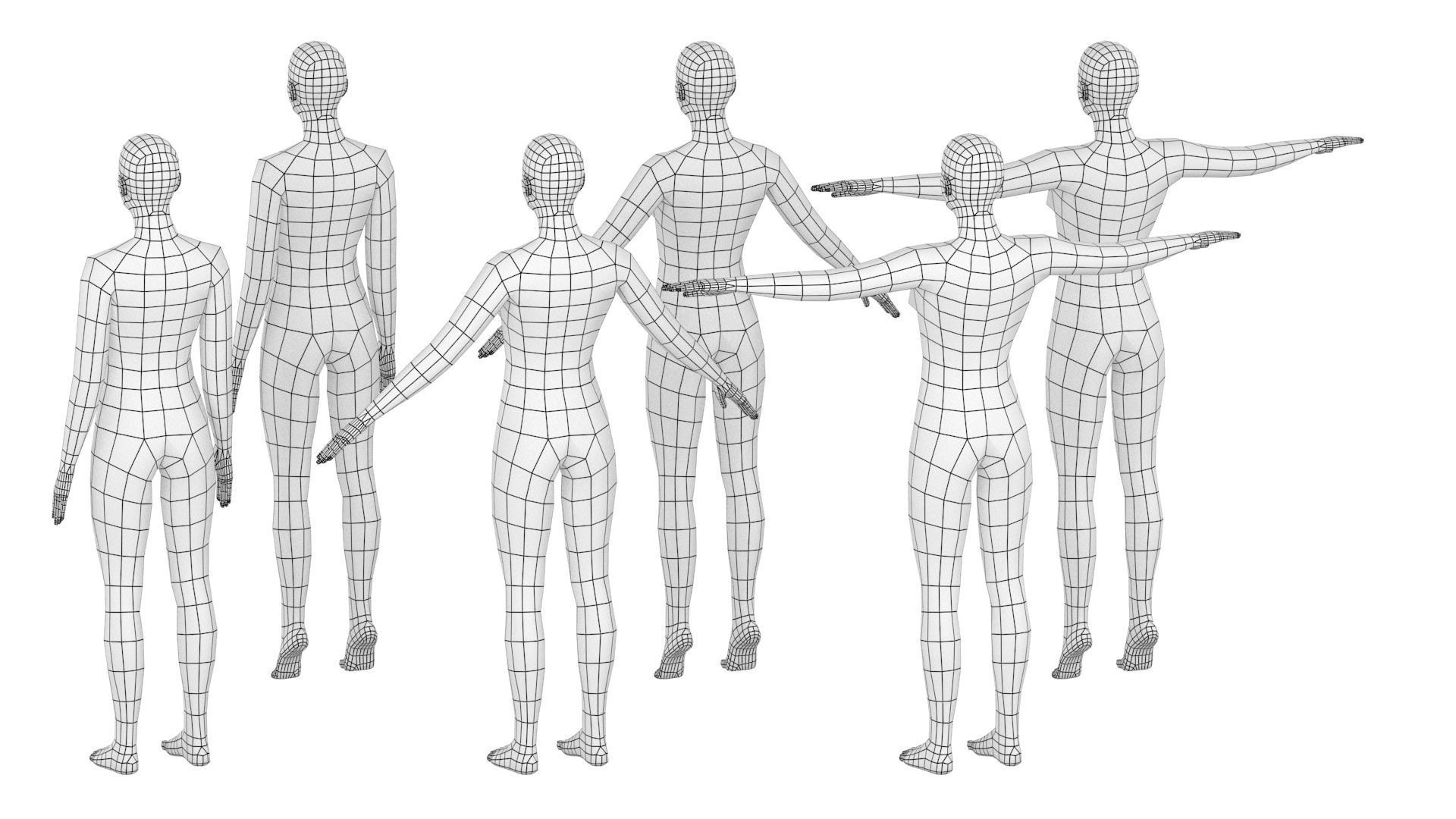 Natural Female In 6 Modeling Poses COLLECTION 3D model_10