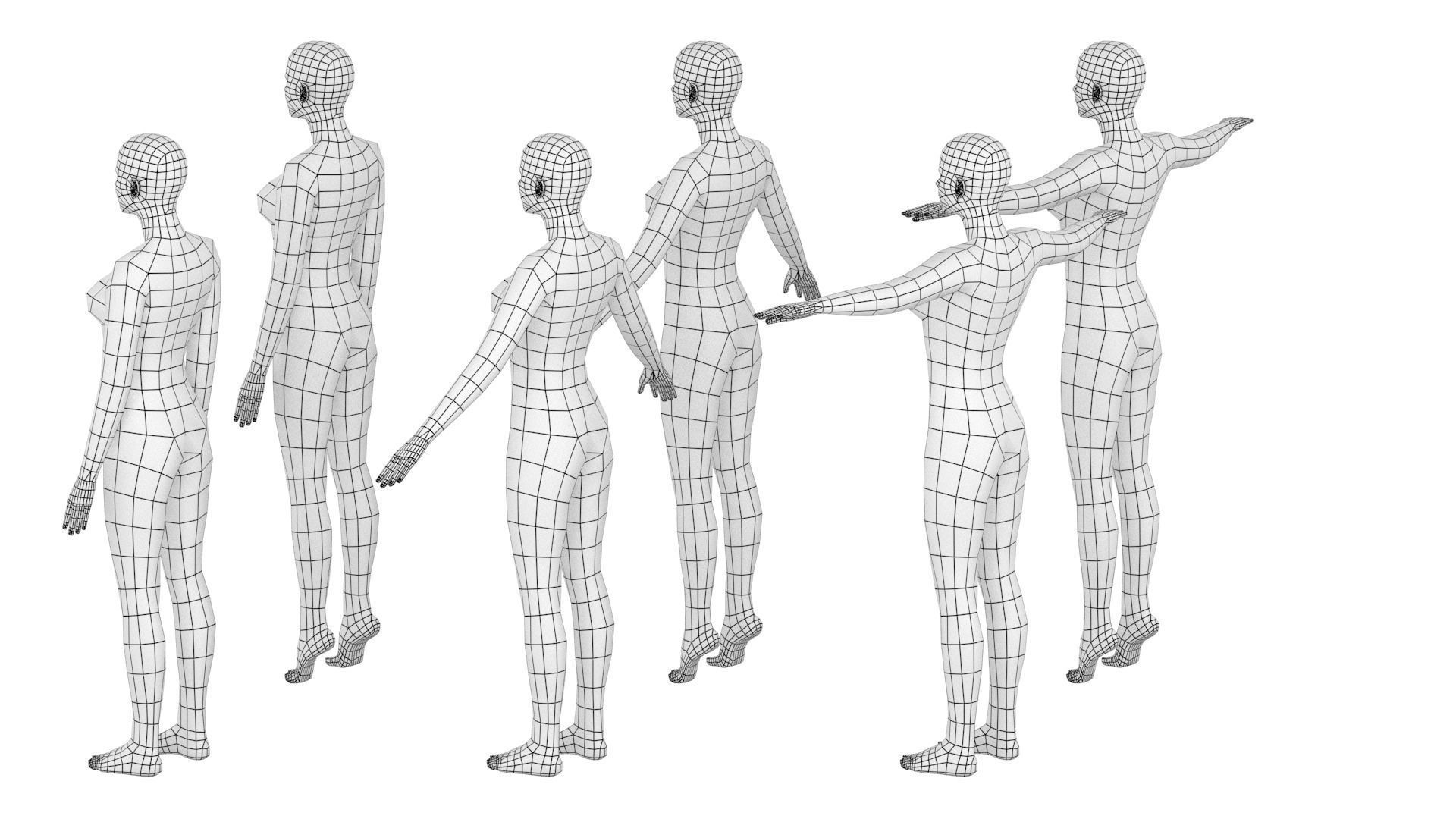 Natural Female In 6 Modeling Poses COLLECTION 3D model_11