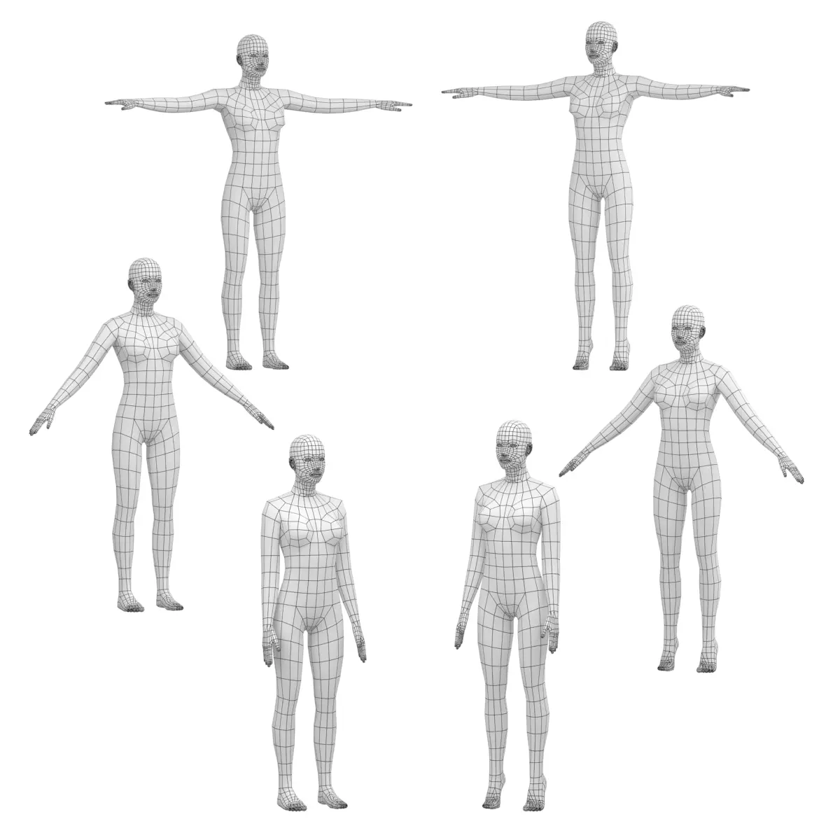 Natural Female In 6 Modeling Poses COLLECTION 3D model_0