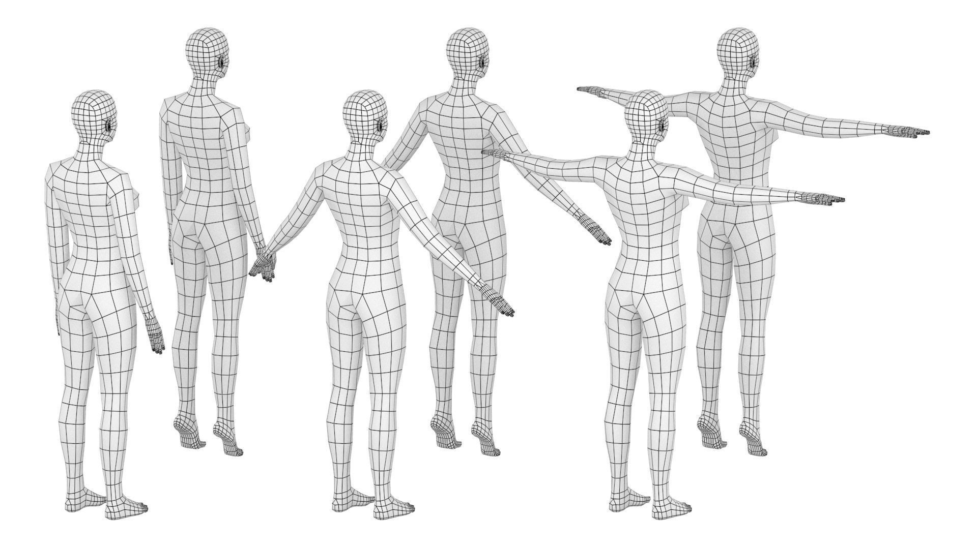 Natural Female In 6 Modeling Poses COLLECTION 3D model_8