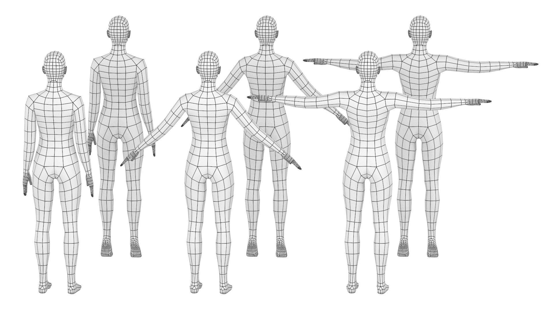 Natural Female In 6 Modeling Poses COLLECTION 3D model_9