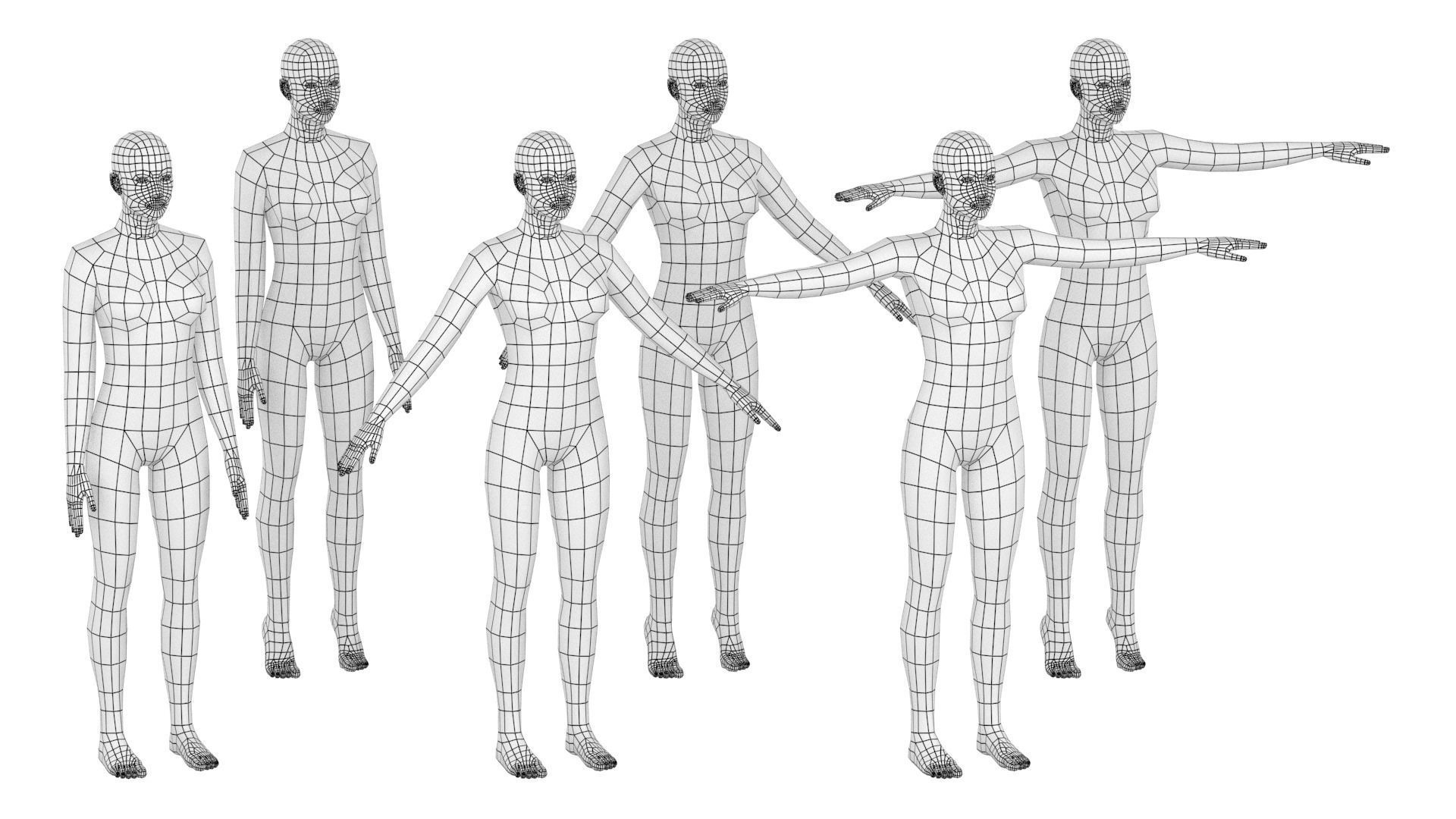 Natural Female In 6 Modeling Poses COLLECTION 3D model_4