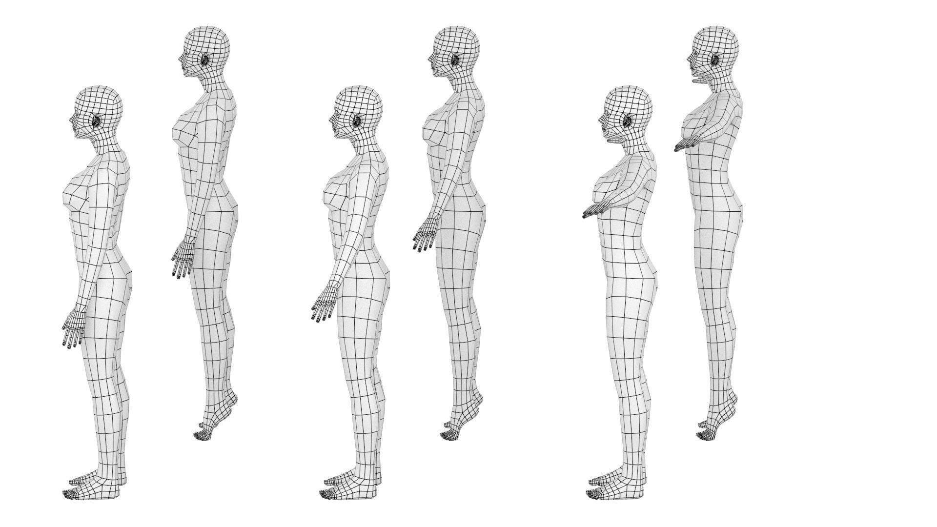 Natural Female In 6 Modeling Poses COLLECTION 3D model_12