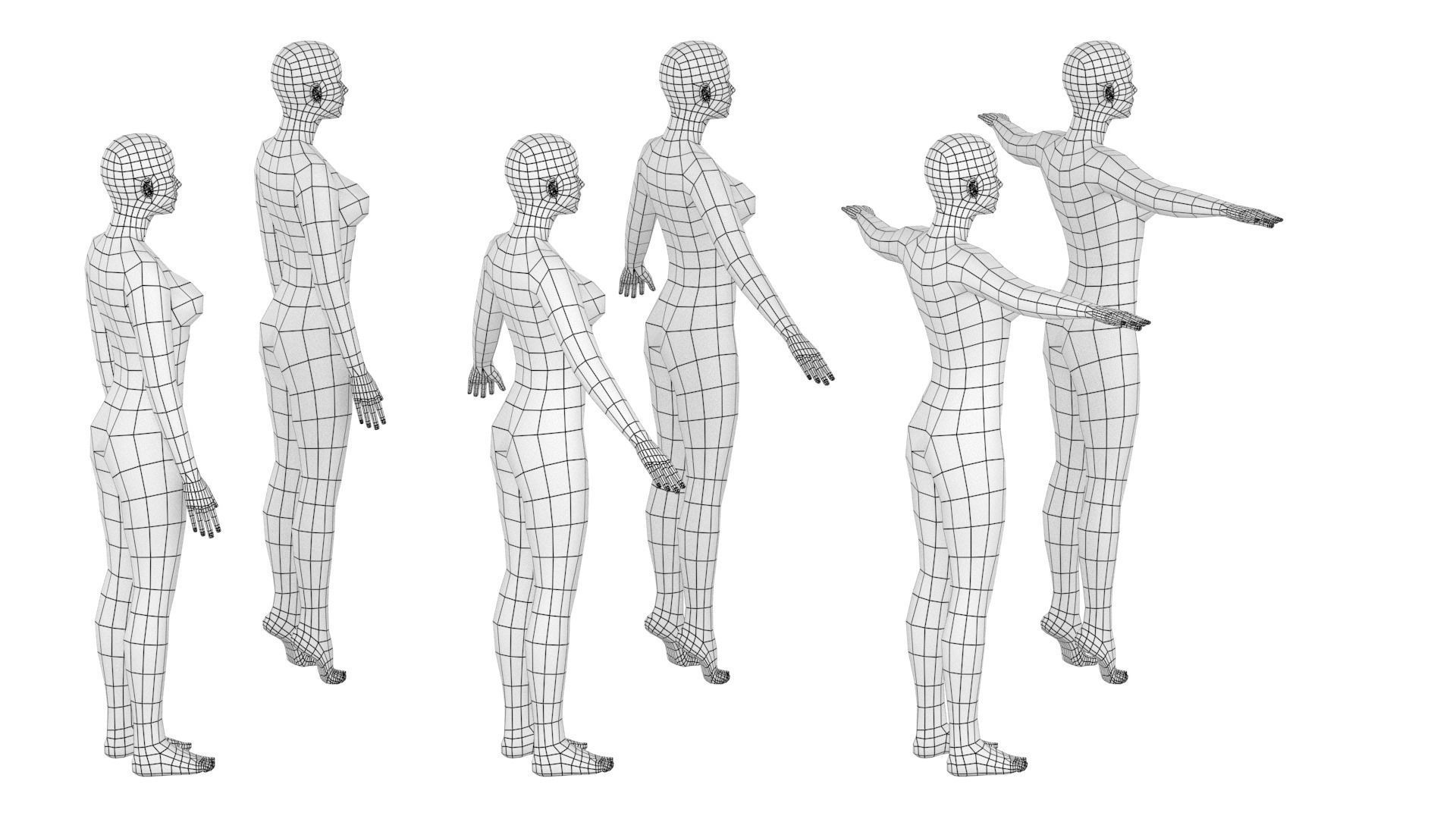 Natural Female In 6 Modeling Poses COLLECTION 3D model_7