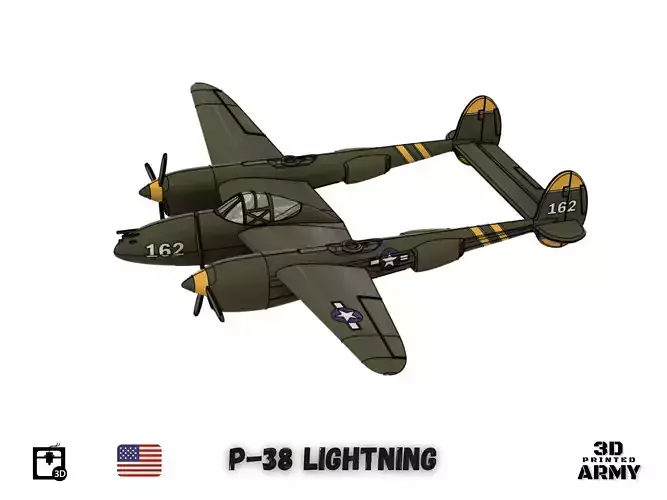 Lockheed P-38 Lightning -3D print  model 3D print model