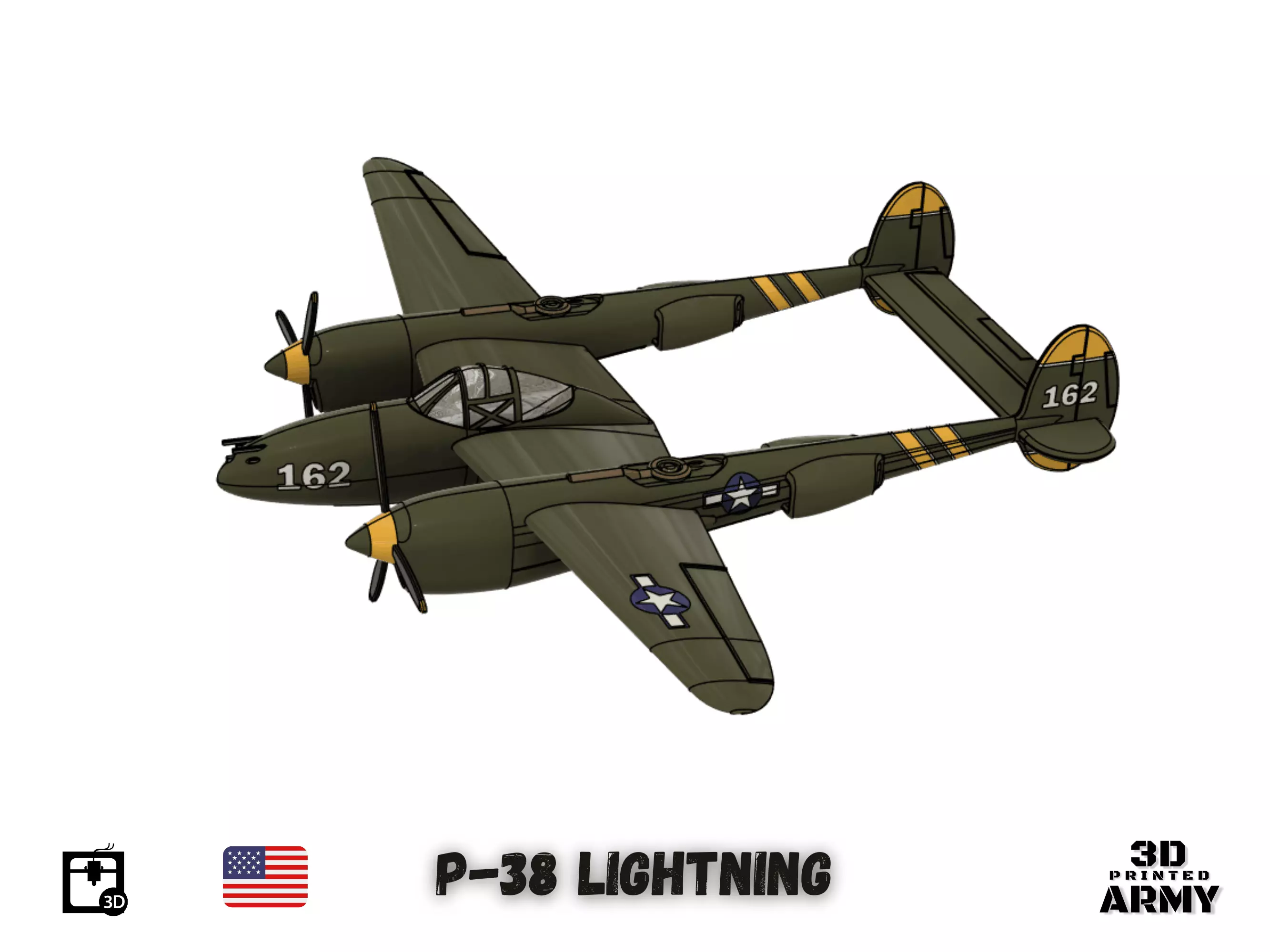 Lockheed P-38 Lightning -3D print  model 3D print model_0
