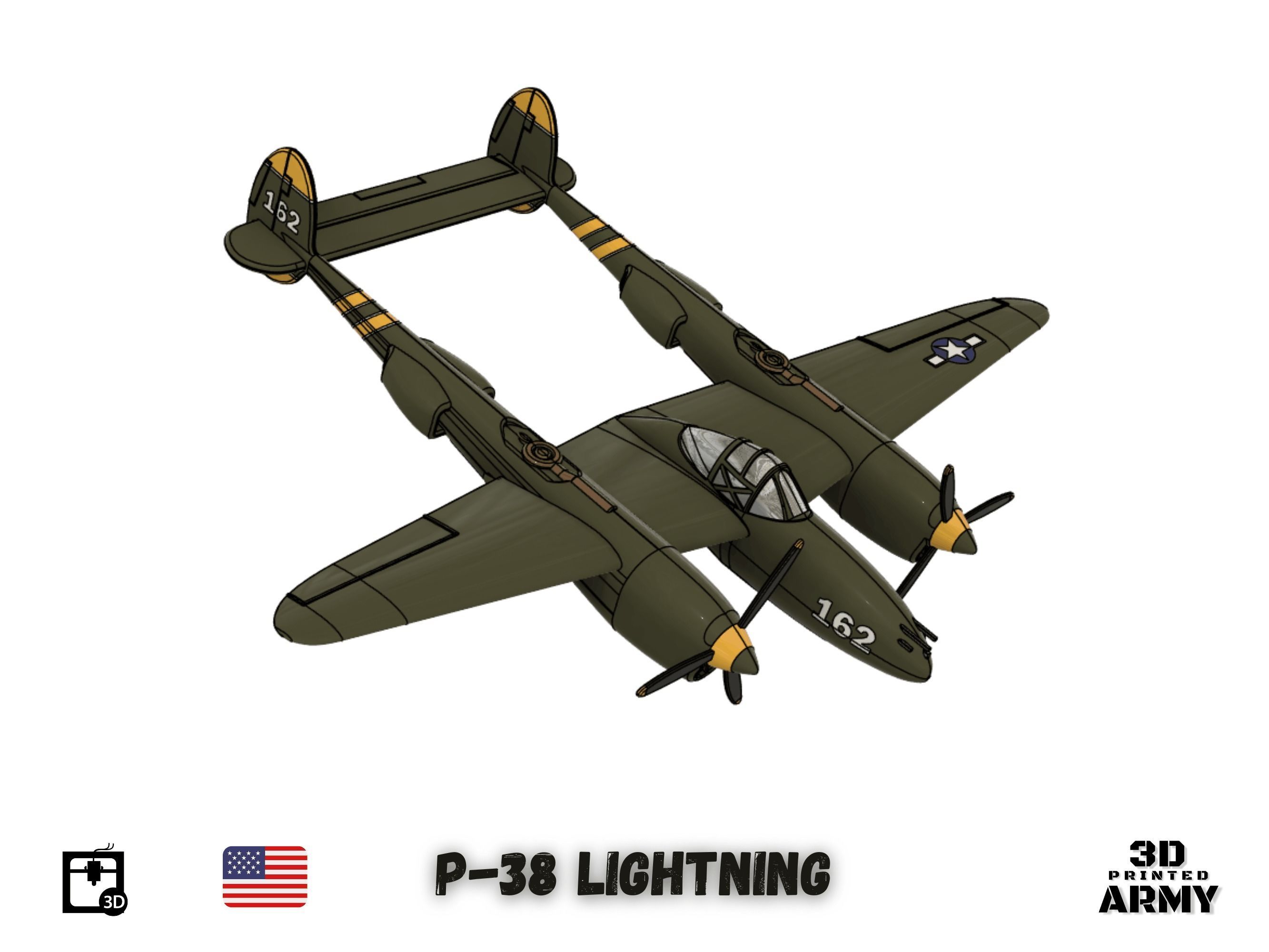 Lockheed P-38 Lightning -3D print  model 3D print model_4