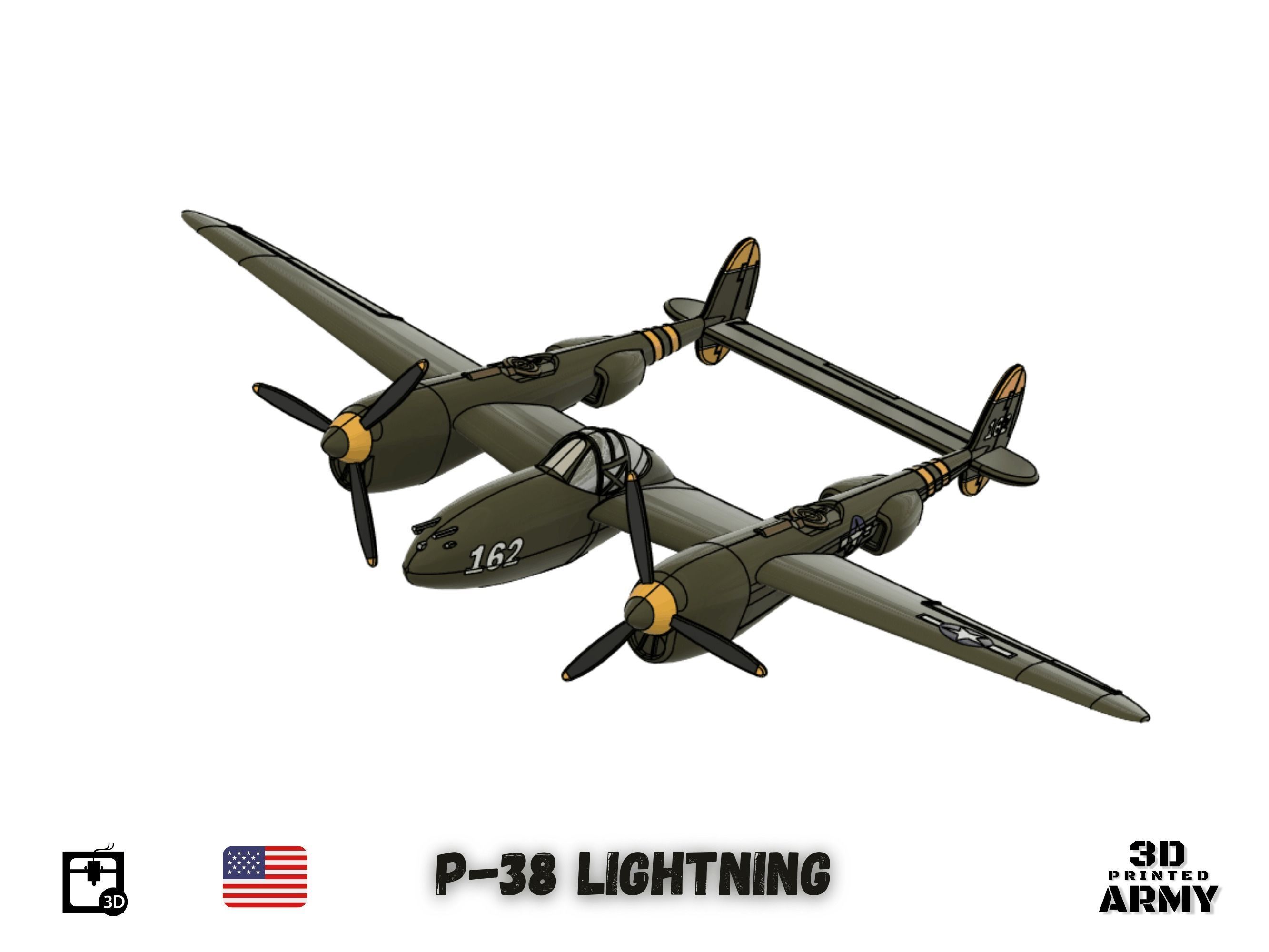 Lockheed P-38 Lightning -3D print  model 3D print model_5