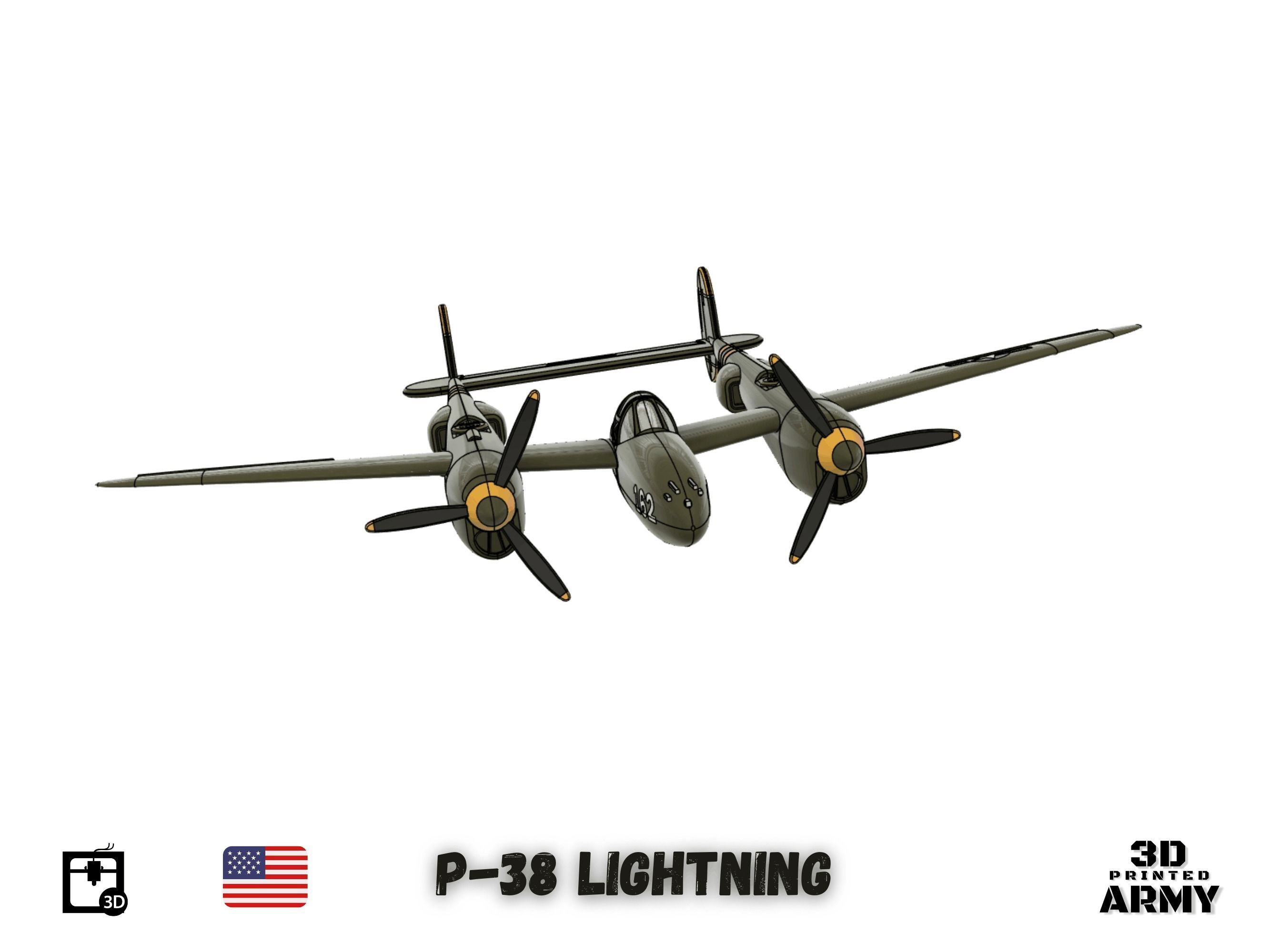 Lockheed P-38 Lightning -3D print  model 3D print model_2