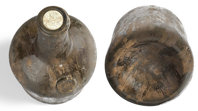 Antique Glass Rum Bottle Old 3D model 6