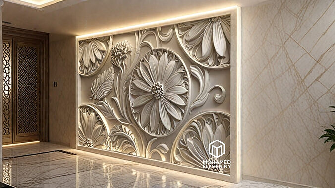 Modern Wall Panel Relief for CNC and 3D Printing 01 3D print model