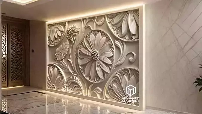 Modern Wall Panel Relief for CNC and 3D Printing 01