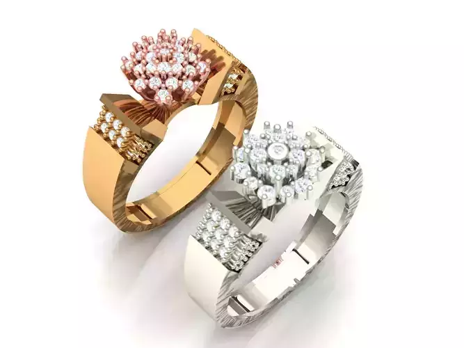 Womens Two piece solitaire ring 3D print model