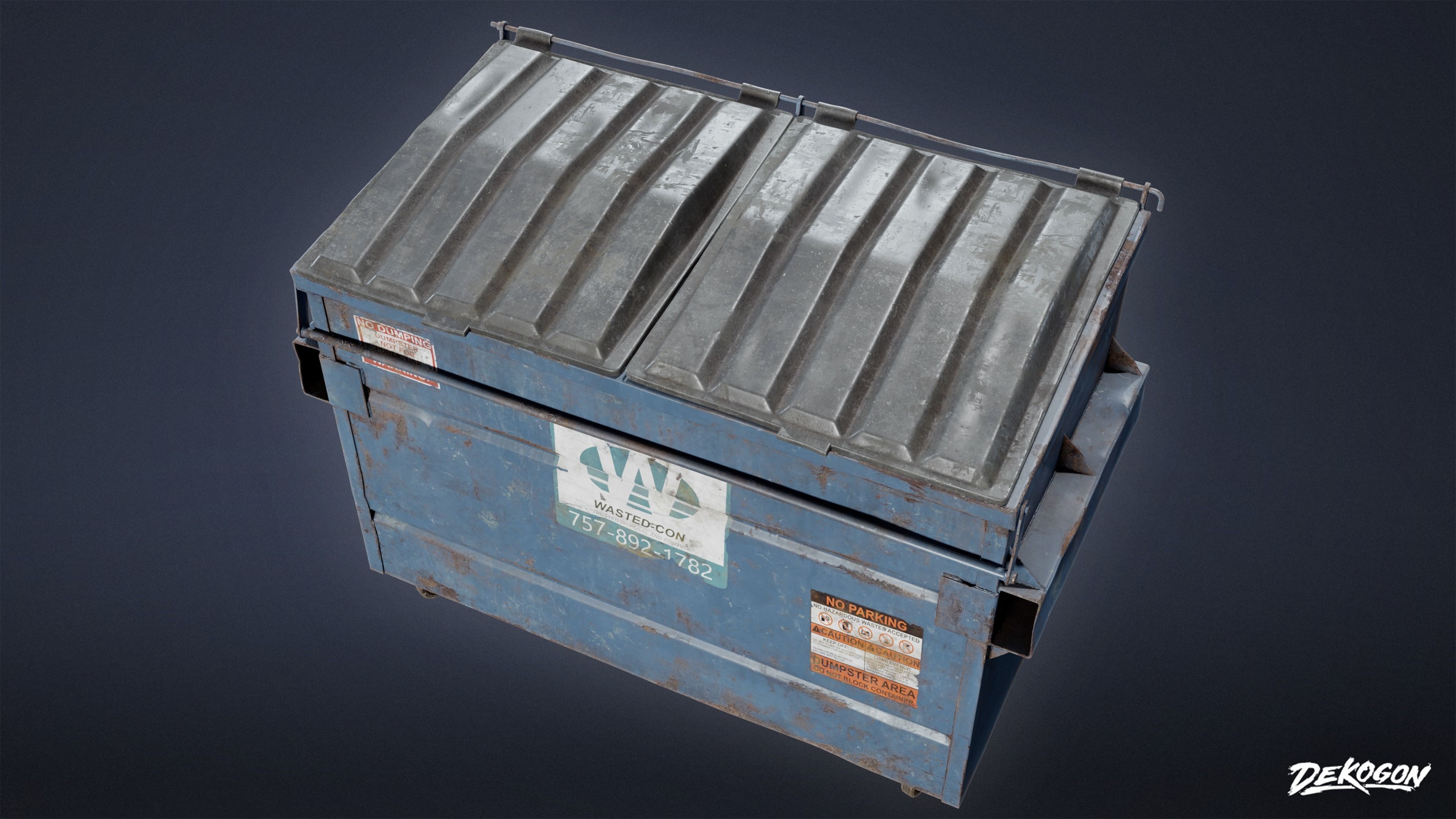 TRASH - Dumpster Large 01 - LOW POLY AND NANITE Low-poly 3D model_4