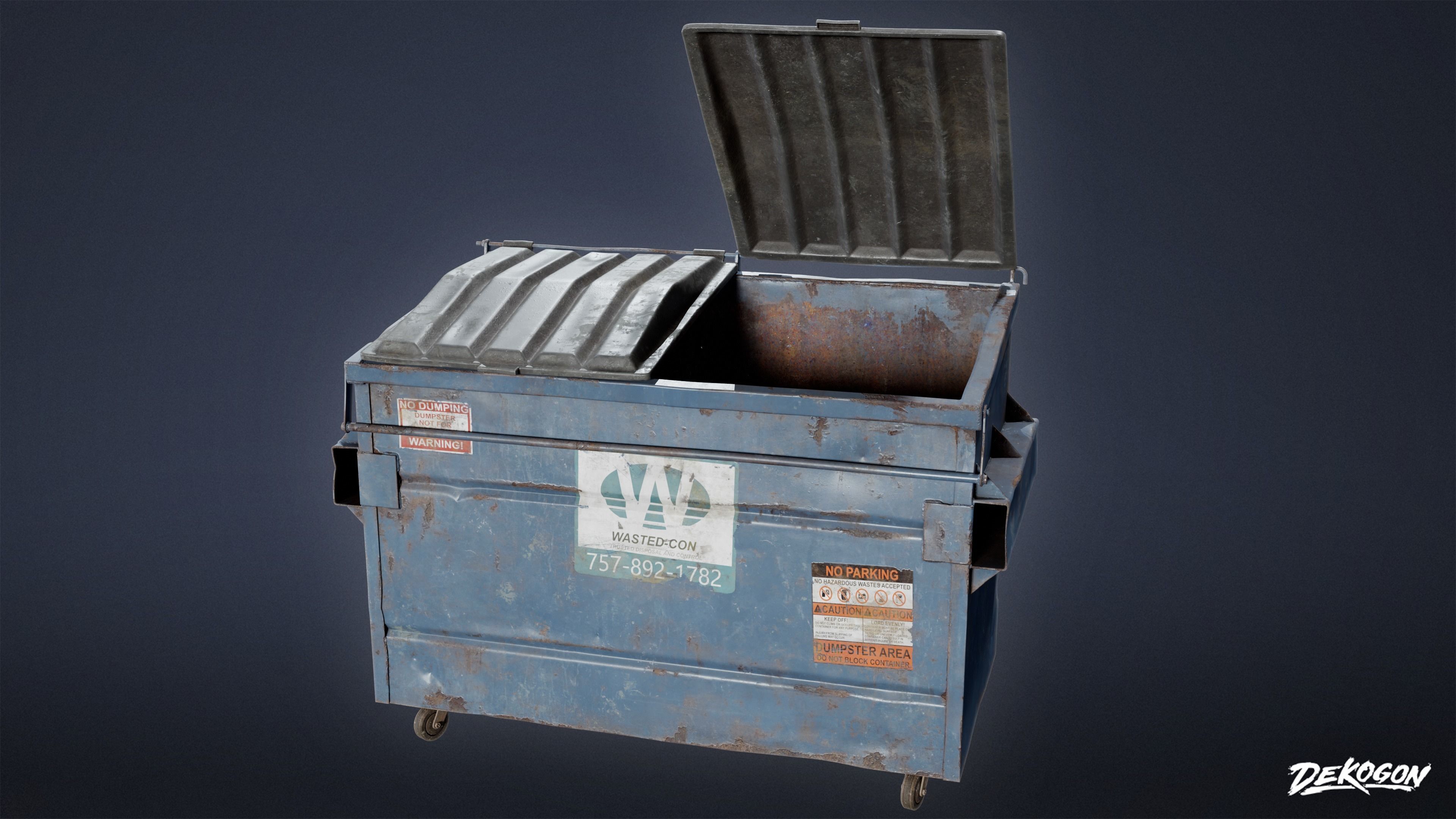 TRASH - Dumpster Large 01 - LOW POLY AND NANITE Low-poly 3D model_5