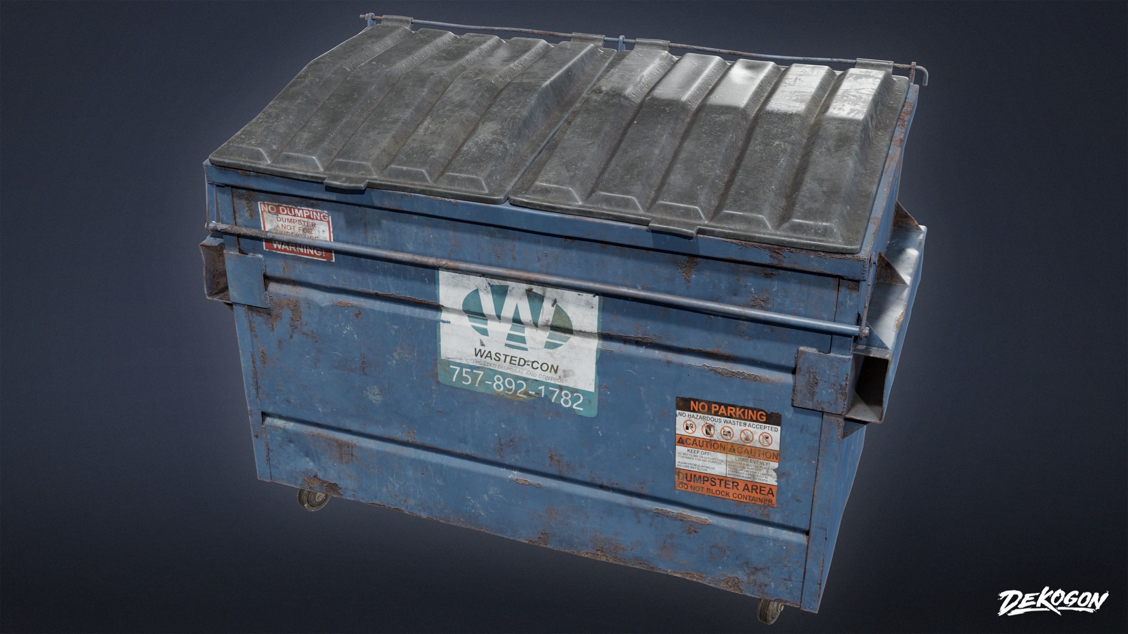 TRASH - Dumpster Large 01 - LOW POLY AND NANITE Low-poly 3D model_10
