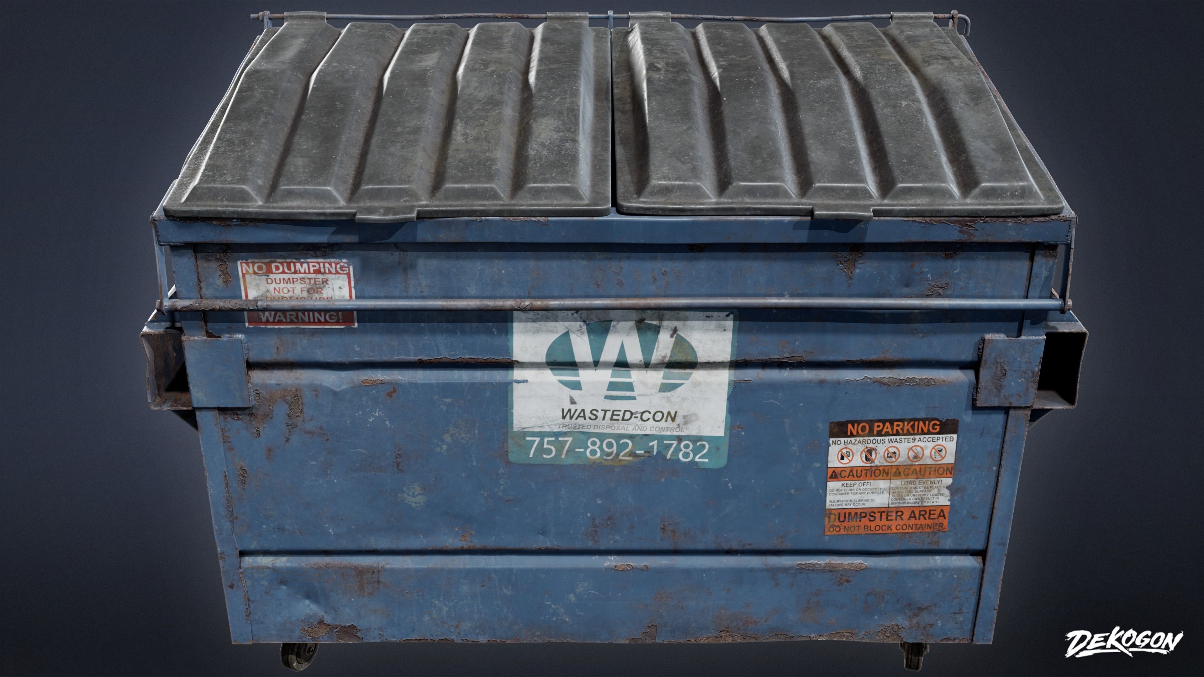 TRASH - Dumpster Large 01 - LOW POLY AND NANITE Low-poly 3D model_1