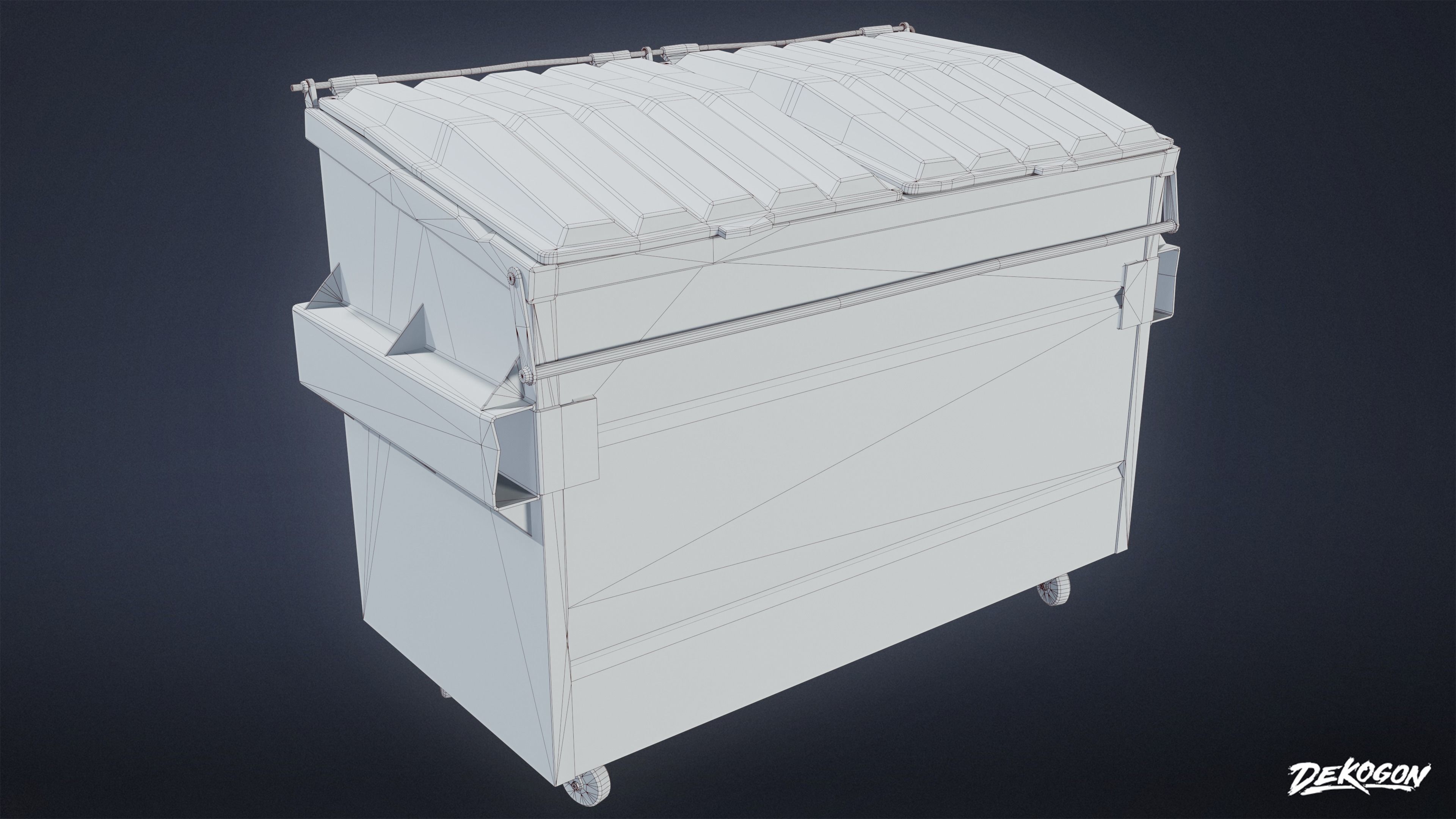 TRASH - Dumpster Large 01 - LOW POLY AND NANITE Low-poly 3D model_9
