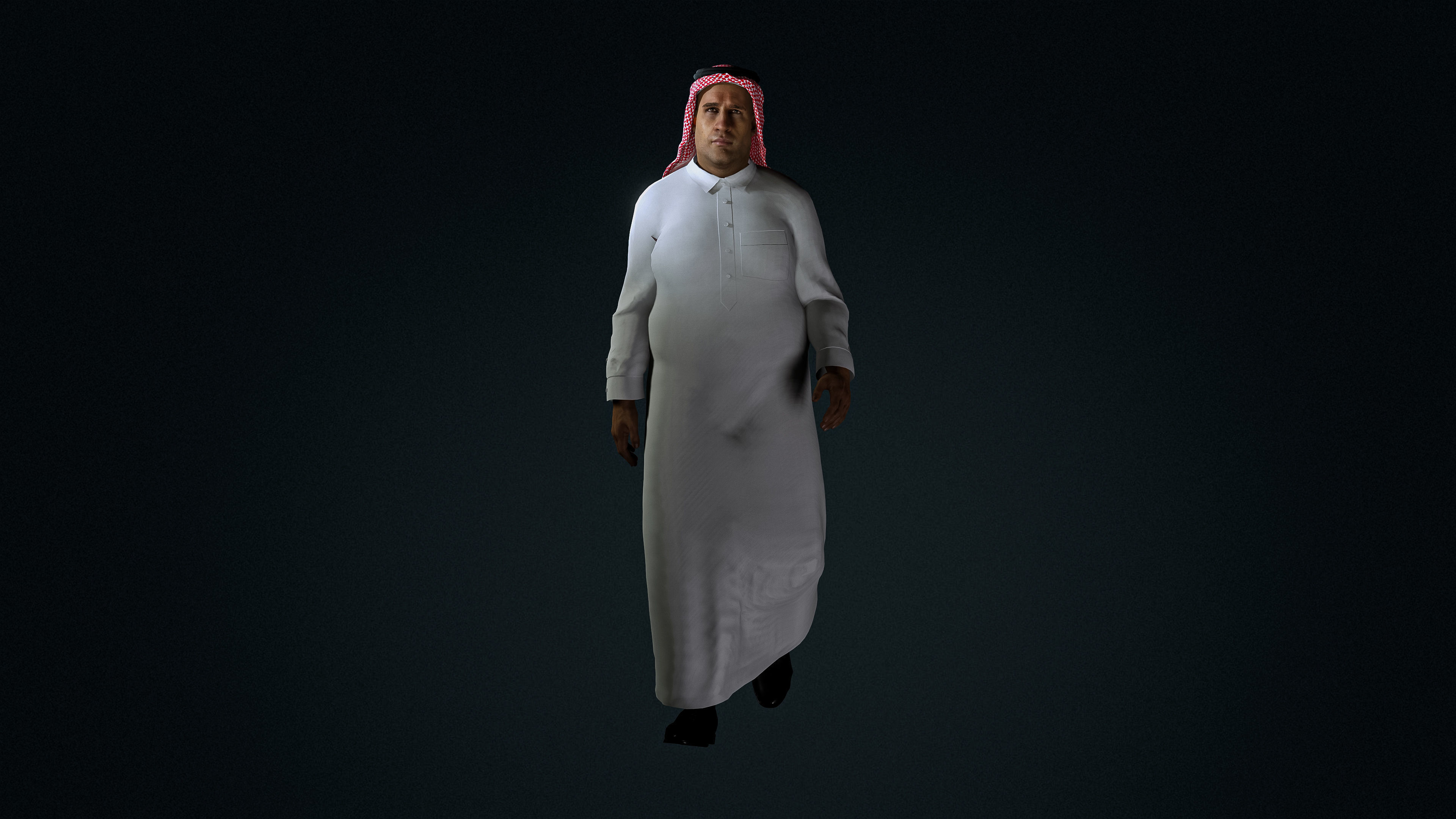 High Quality Realistic Arab Man Overweight Low-poly 3D model_3