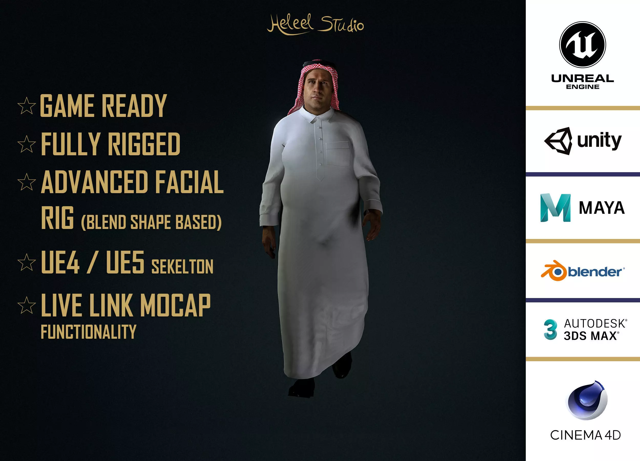High Quality Realistic Arab Man Overweight Low-poly 3D model_0