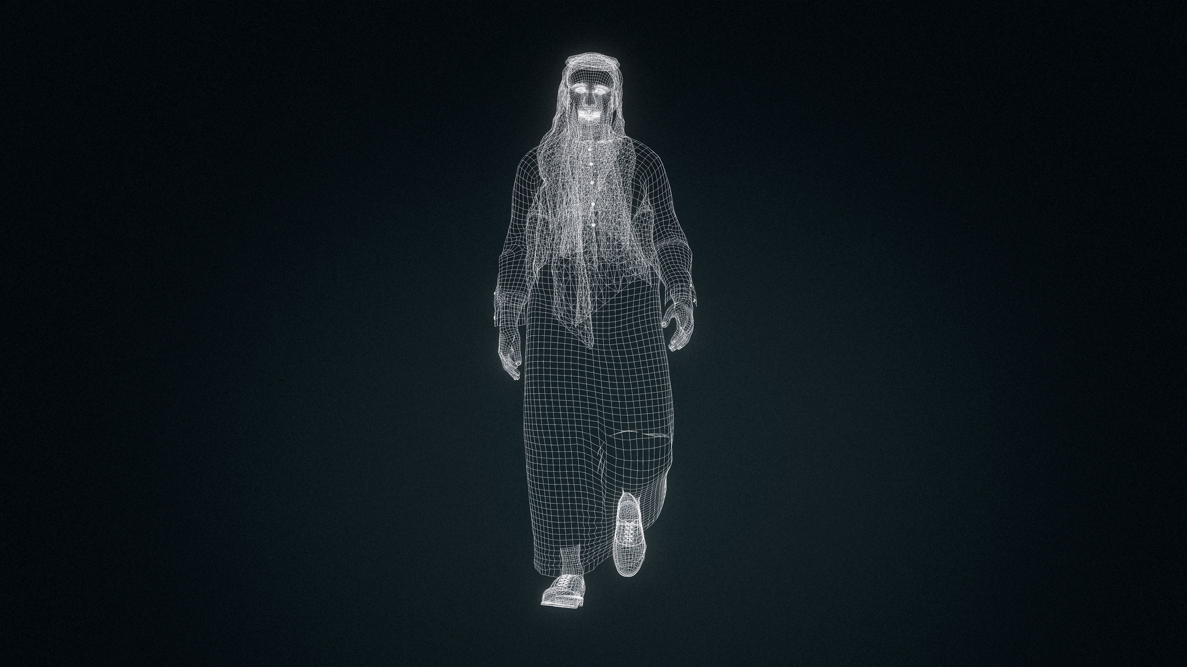 High Quality Realistic Arab Man Overweight Low-poly 3D model_16