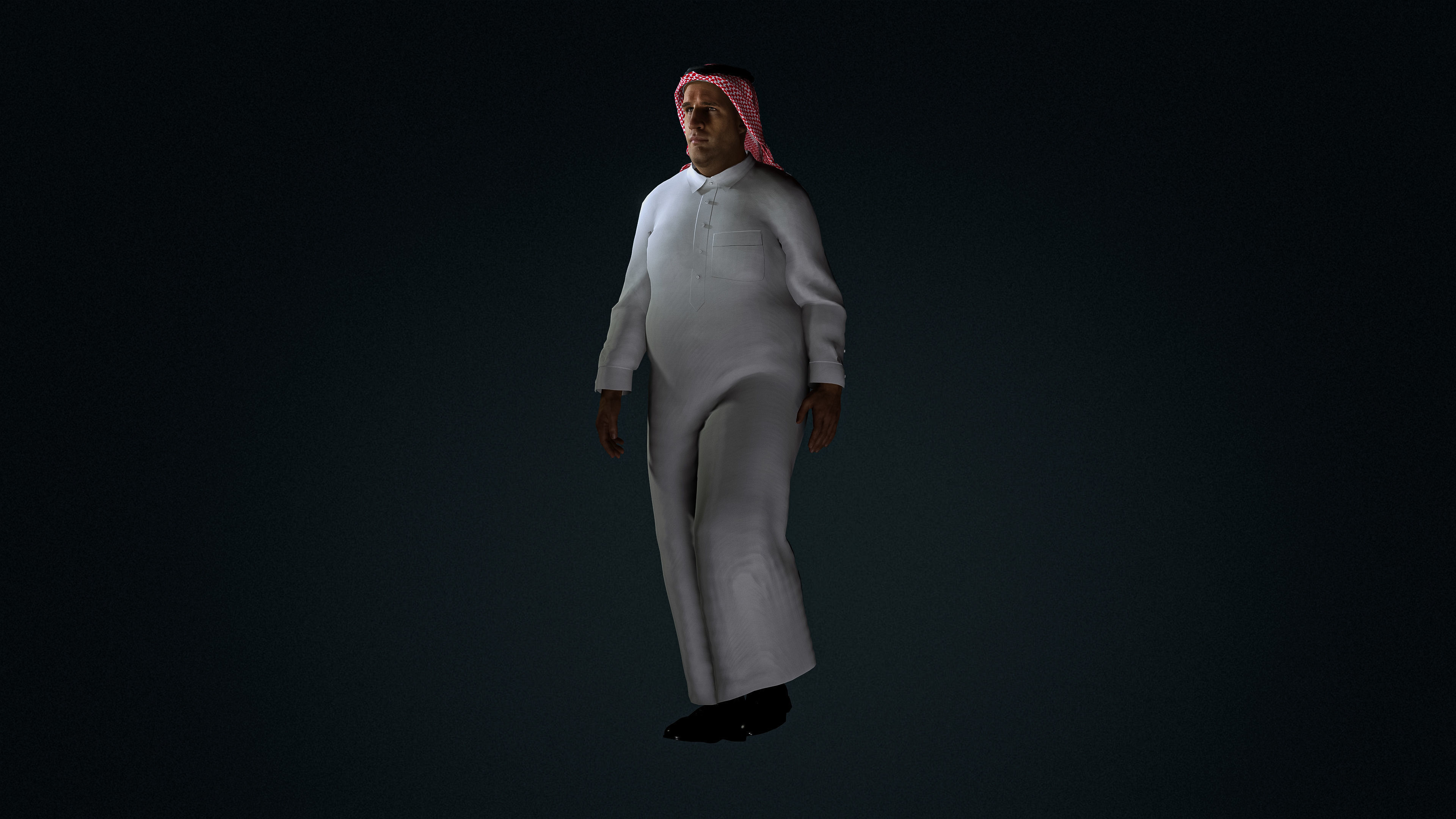 High Quality Realistic Arab Man Overweight Low-poly 3D model_4