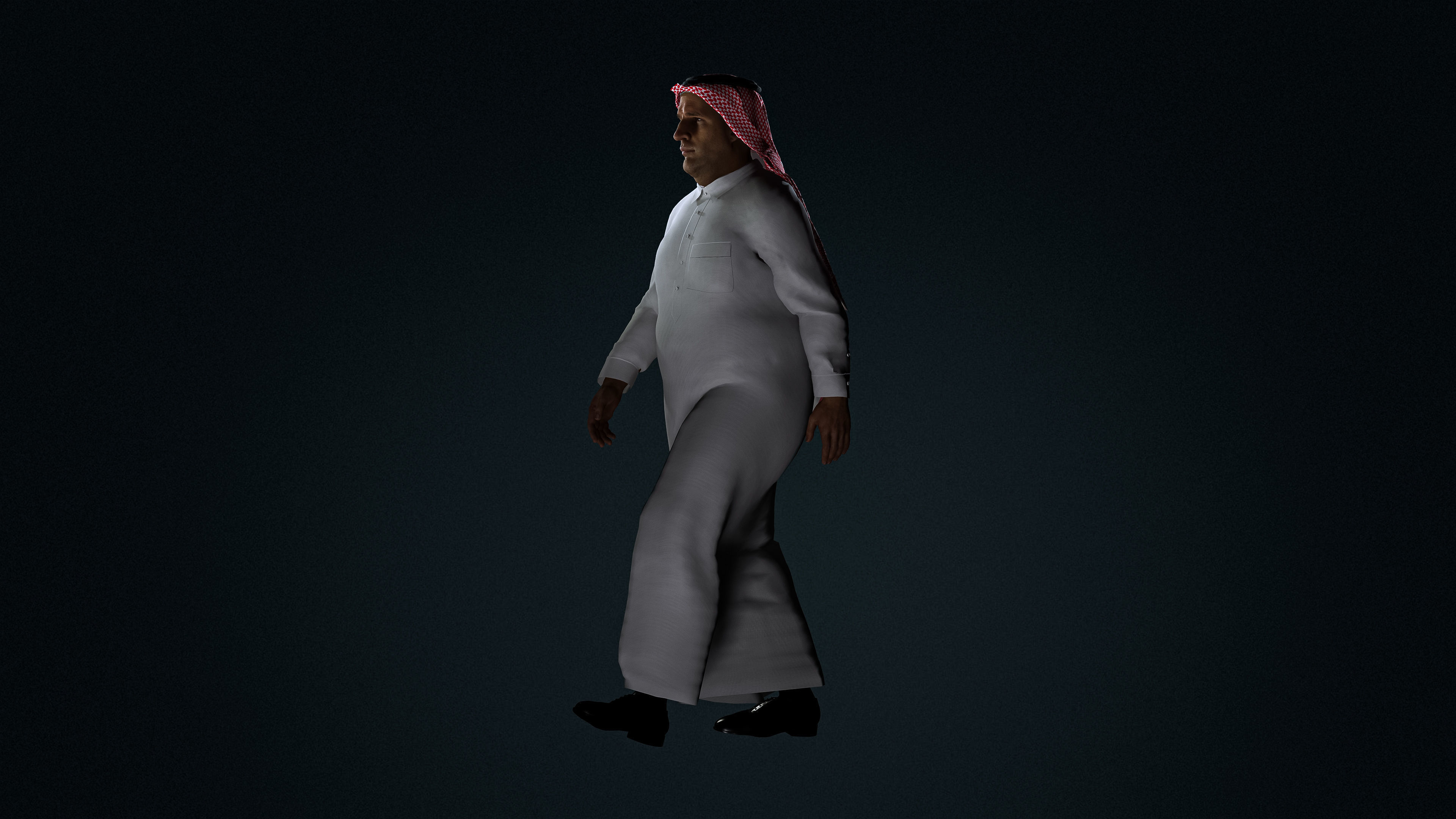 High Quality Realistic Arab Man Overweight Low-poly 3D model_5